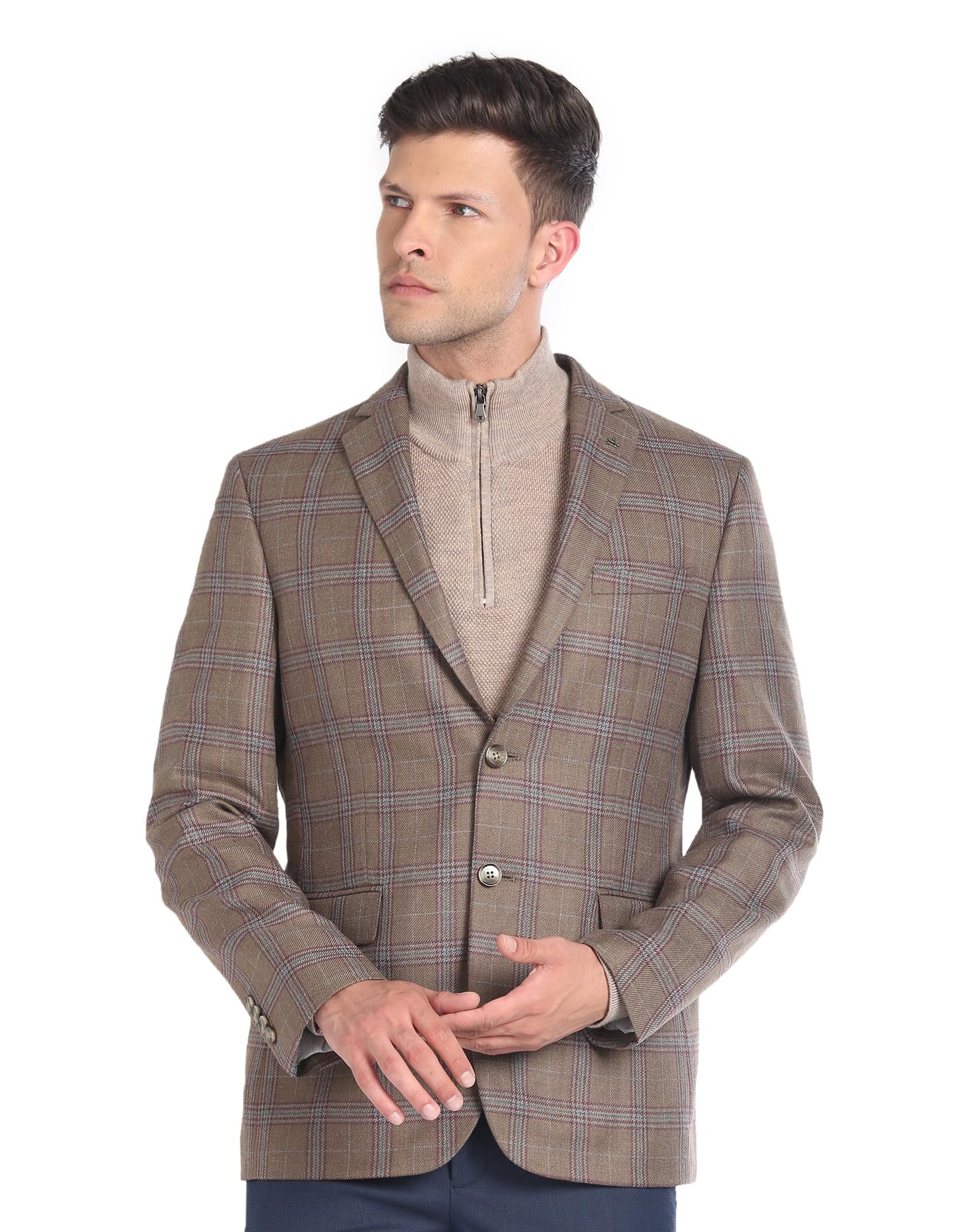 Arrow Men's Single Breasted Regular Blazer (ARAGBZ5073_Brown