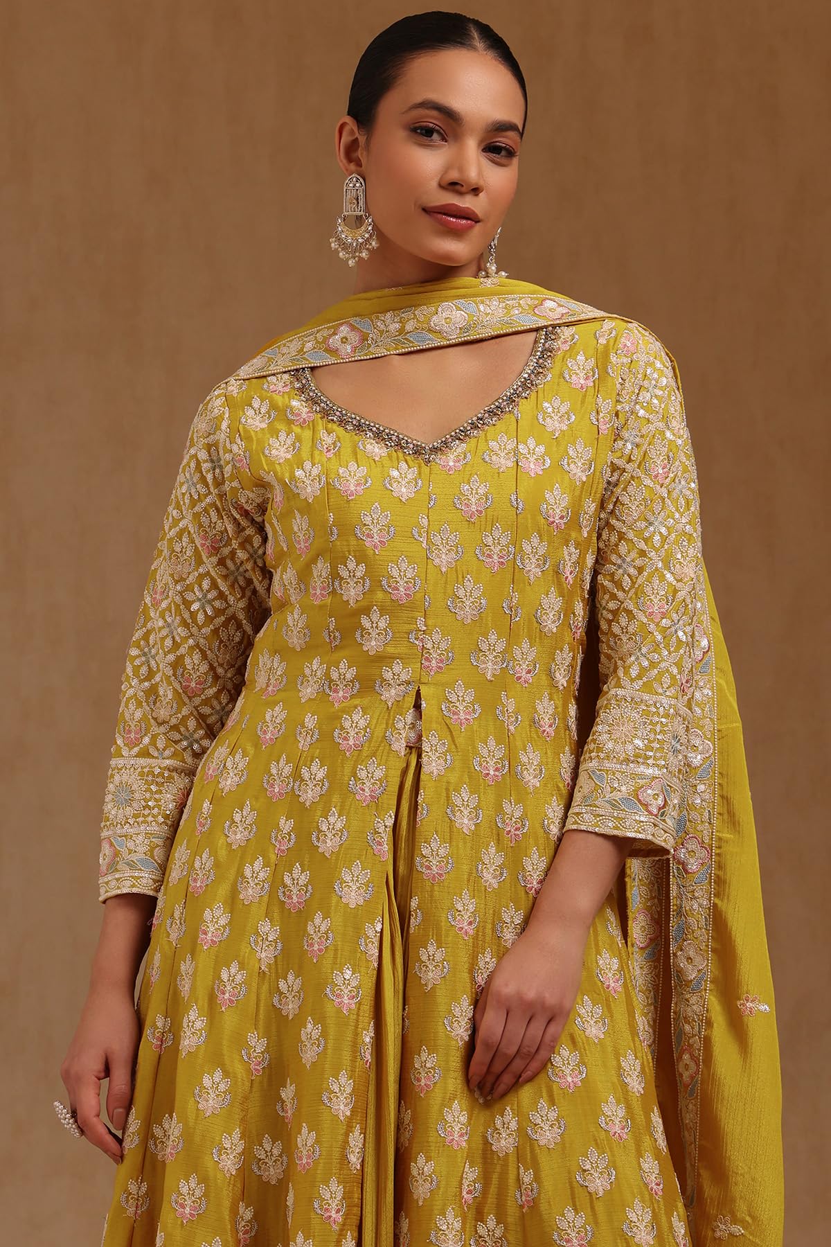 Soch Women's Chinon Salwar Suit Set (OWS5CD21612_Mustard
