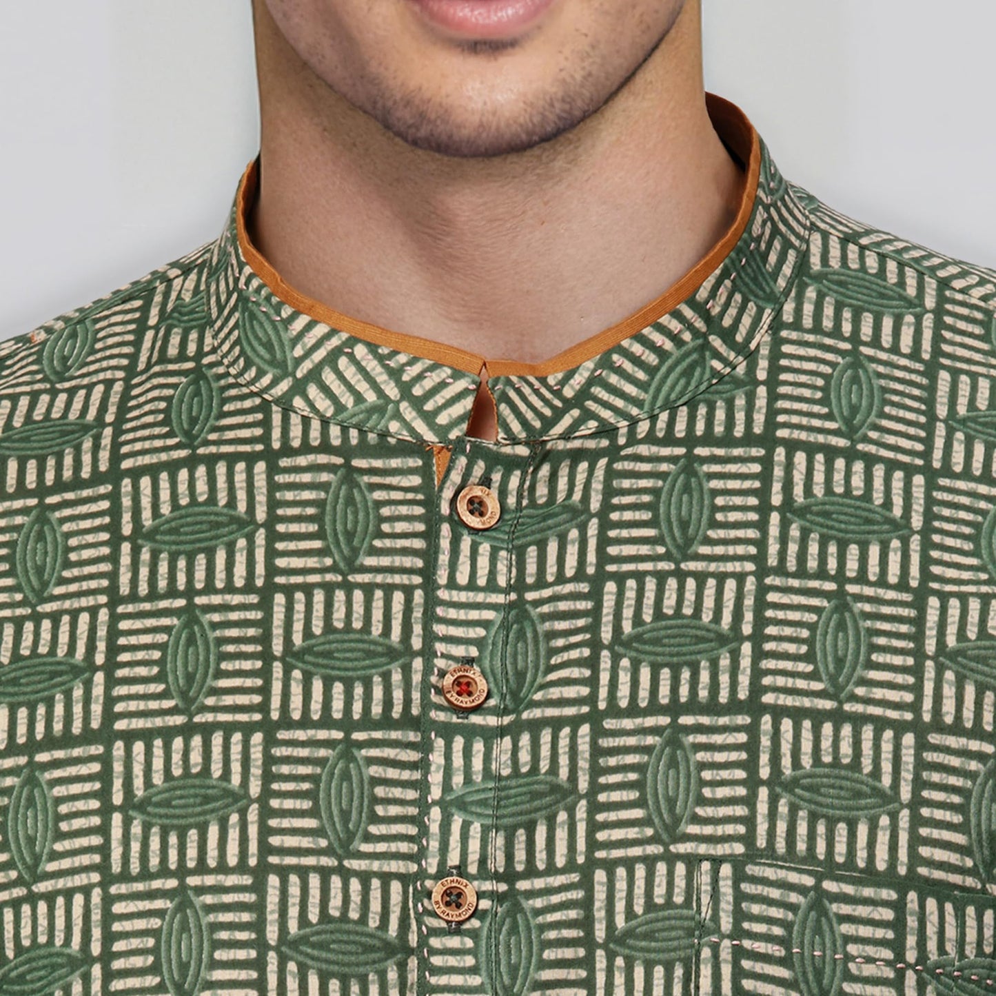 Raymond Ethnix Mens Dark Green Short Kurta