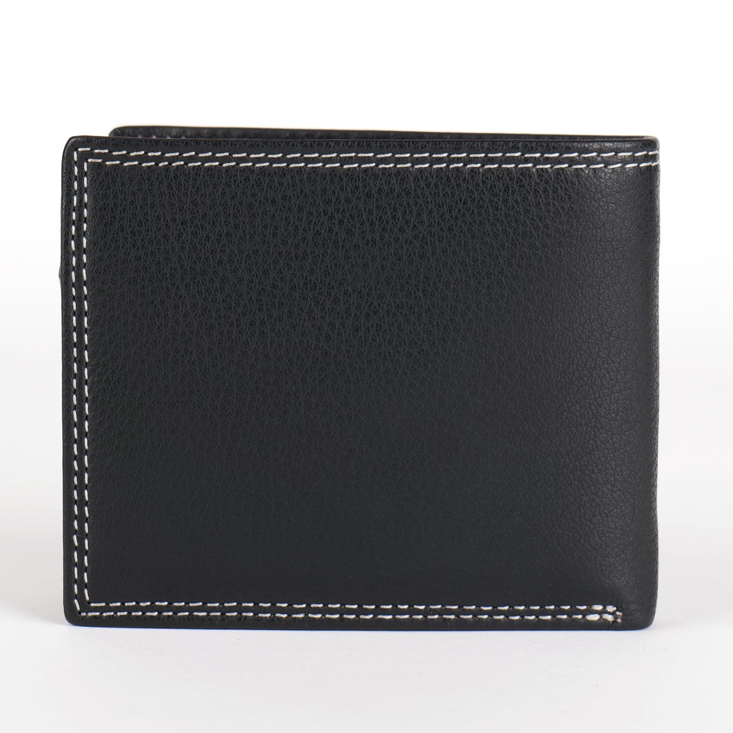 KARA Premium Men's Genuine Leather Wallet – Sleek Black with Zipper Coin Pocket, 2 Cash Compartments, 7 Card Slots & Transparent ID Slot