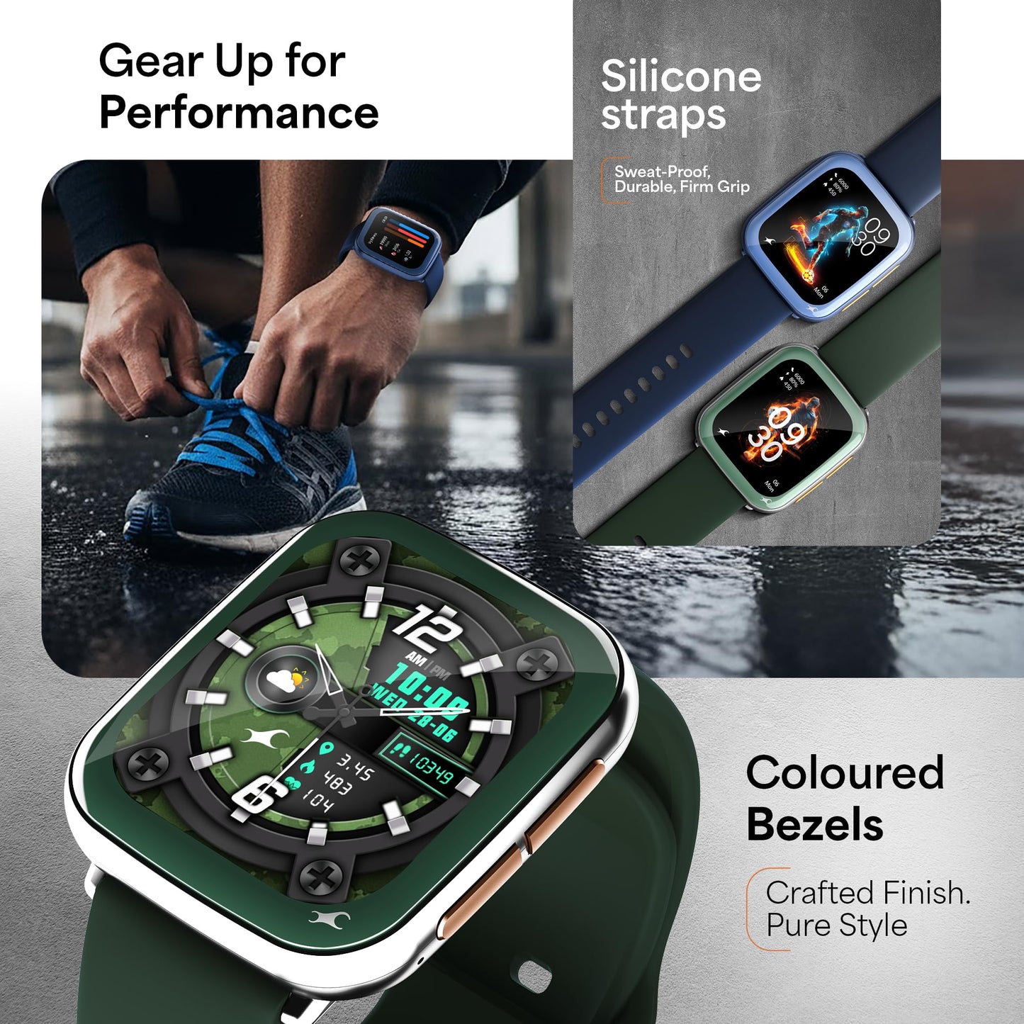 Fastrack Navstar 1.85" AMOLED Square Display Smart Watch with GPS, Offline Voice Command, AI Enabled, 100+ Sports Mode, BT Calling, IP68 Water Resistant Upto 5 Days Battery Life -Midnigt Blue