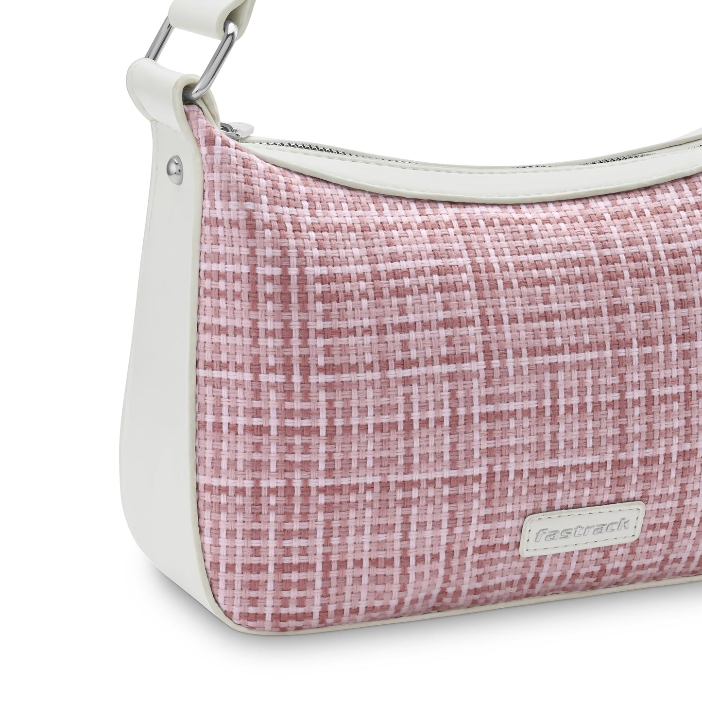 Fastrack Women's Basketweave Shoulder Bag | Top Zip Closure, Comfortable Shoulder Straps, Inner Utility Pockets | Textured Fabric Bag | 6 Months Warranty