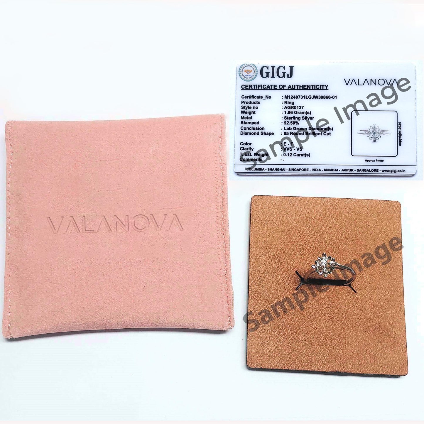 VALANOVA Sterling Silver & Certified Lab Grown Diamond 0.17cts | Ring For Women/Girls | Stylish & Elegant | VGR0355 | Ring Size: 12