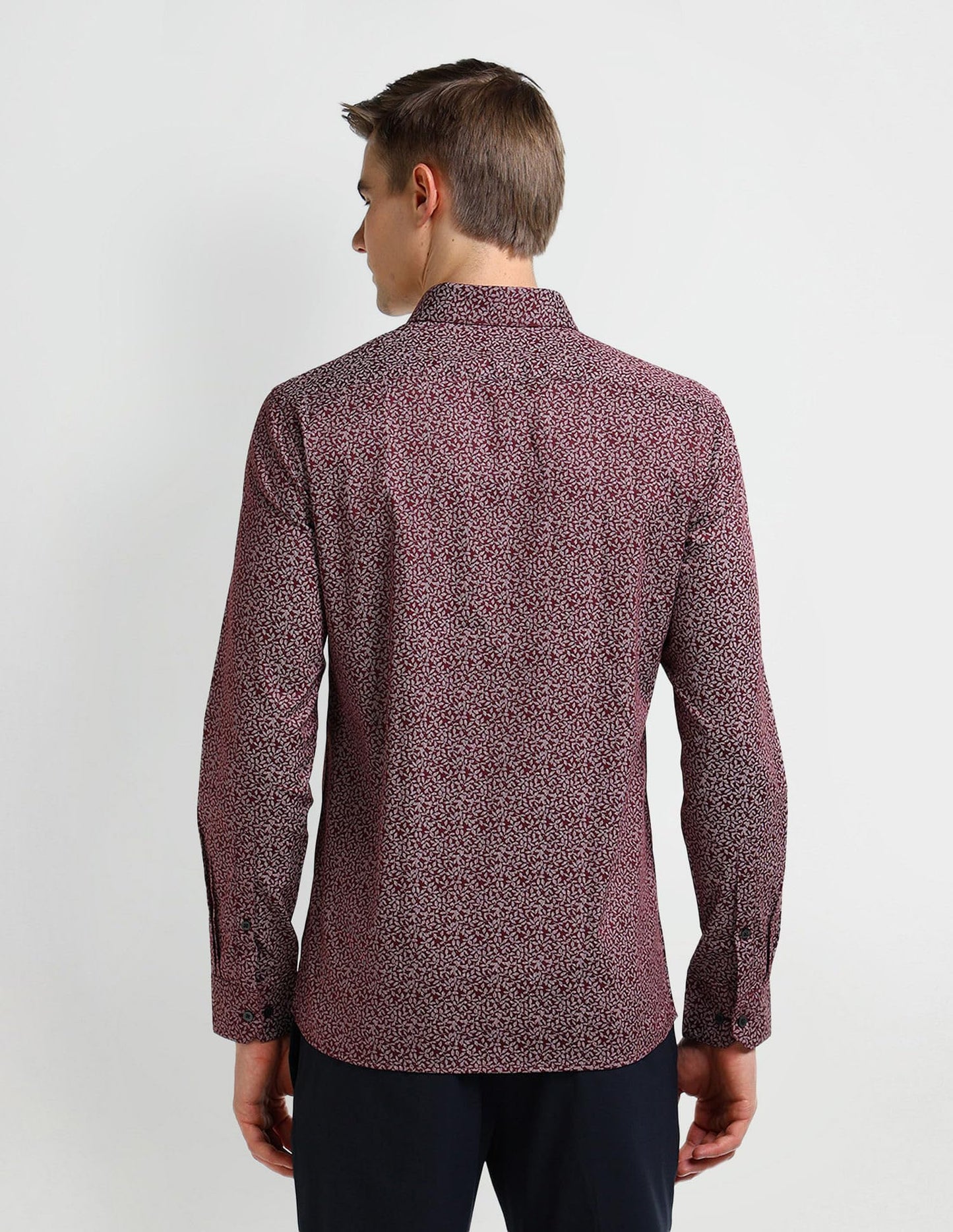 Arrow Men's Slim Fit Shirt (ARAEOSH1720_Maroon