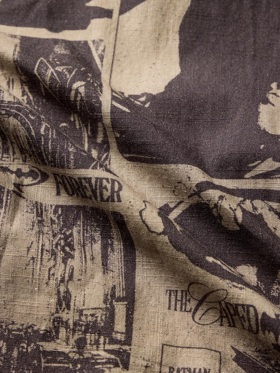 The Souled Store Official Batman: 1989 Men and Boys Short Sleeve Collared Neck Button Down Grey All Over Print Cotton Summer Shirts