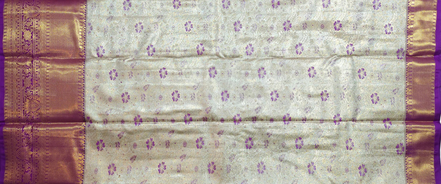 VFCollections Women's Kanchipuram Silk Pure Pattu Sarees With Blouse (VFC024-15)