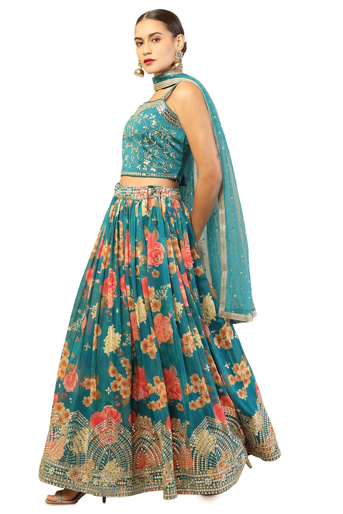 Soch Female Green Floral printed Lehenga choli set
