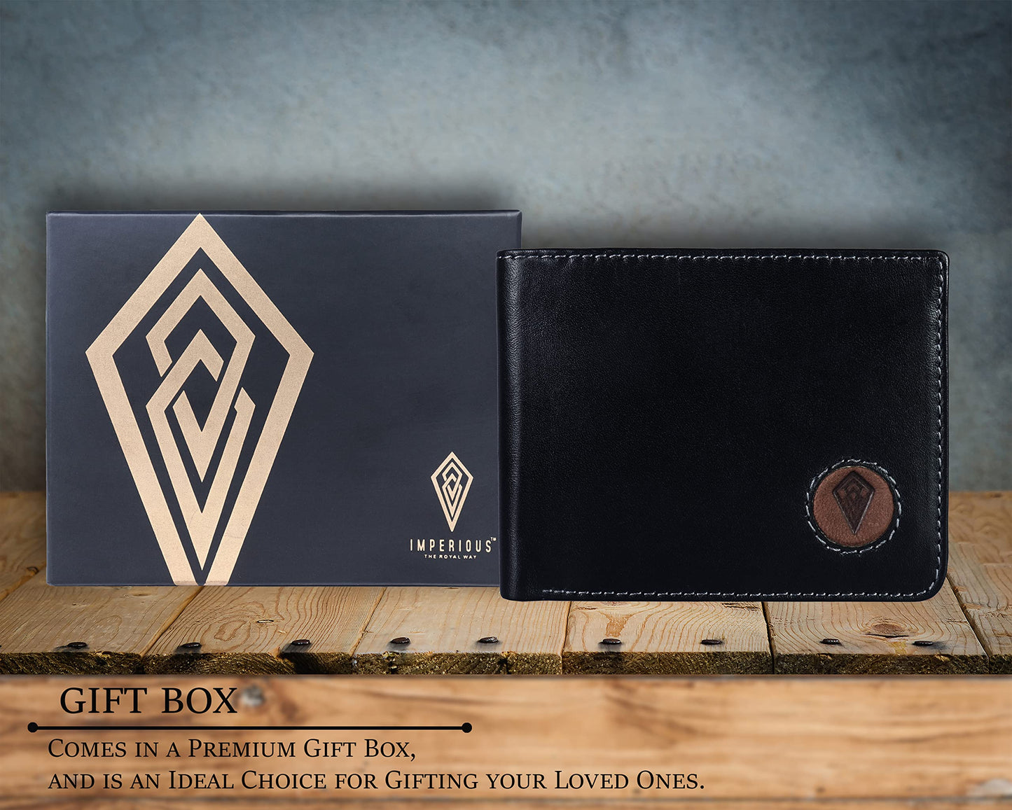 IMPERIOUS - THE ROYAL WAY Imperious Men's Genuine Leather Bi-Fold Rfid Wallet (Black)