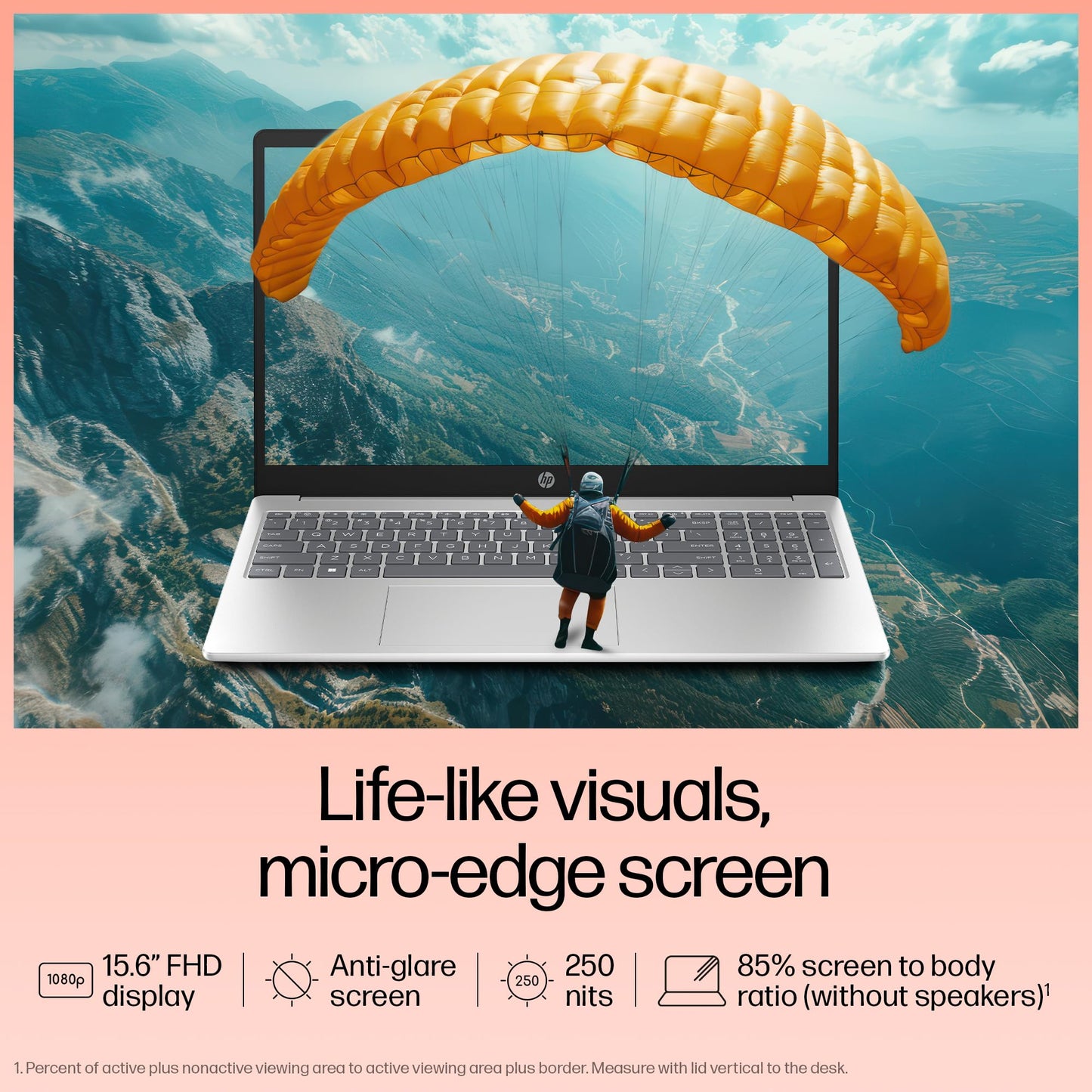 HP 15, 13th Gen Intel Core i5-1334U Laptop (16GB DDR4,512GB SSD) Anti-Glare, Micro-Edge,15.6''/39.6cm, FHD, Win11,M365,Office24, Silver,1.59kg, Iris Xe Graphics,FHD Camera w/Privacy Shutter, fd0577TU