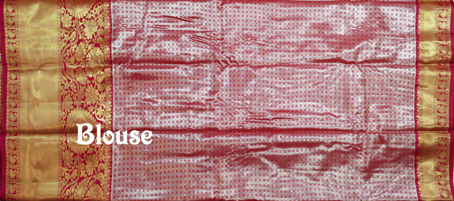 VFCollections Women's Kanchipuram Silk Pure Pattu Sarees With Blouse (VFC109-6)