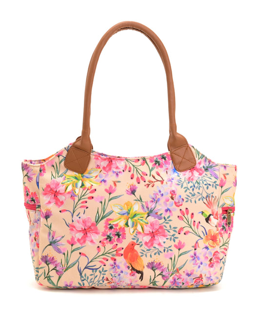 Boho Girl Summer Floral Printed Women's Top Handle Bag | Spacious Women's Handbag With Multiple Compartments & Shoulder Straps - Pack of 1 (Multi Colour)