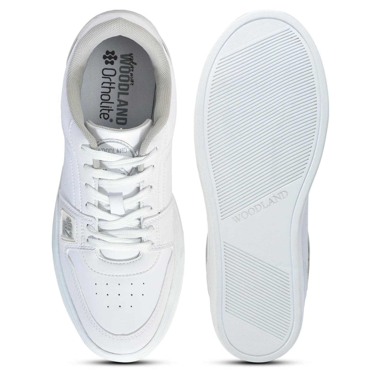 Woodland Men's White PU Sneakers-10 UK (44EURO) (OSNK 4988023)