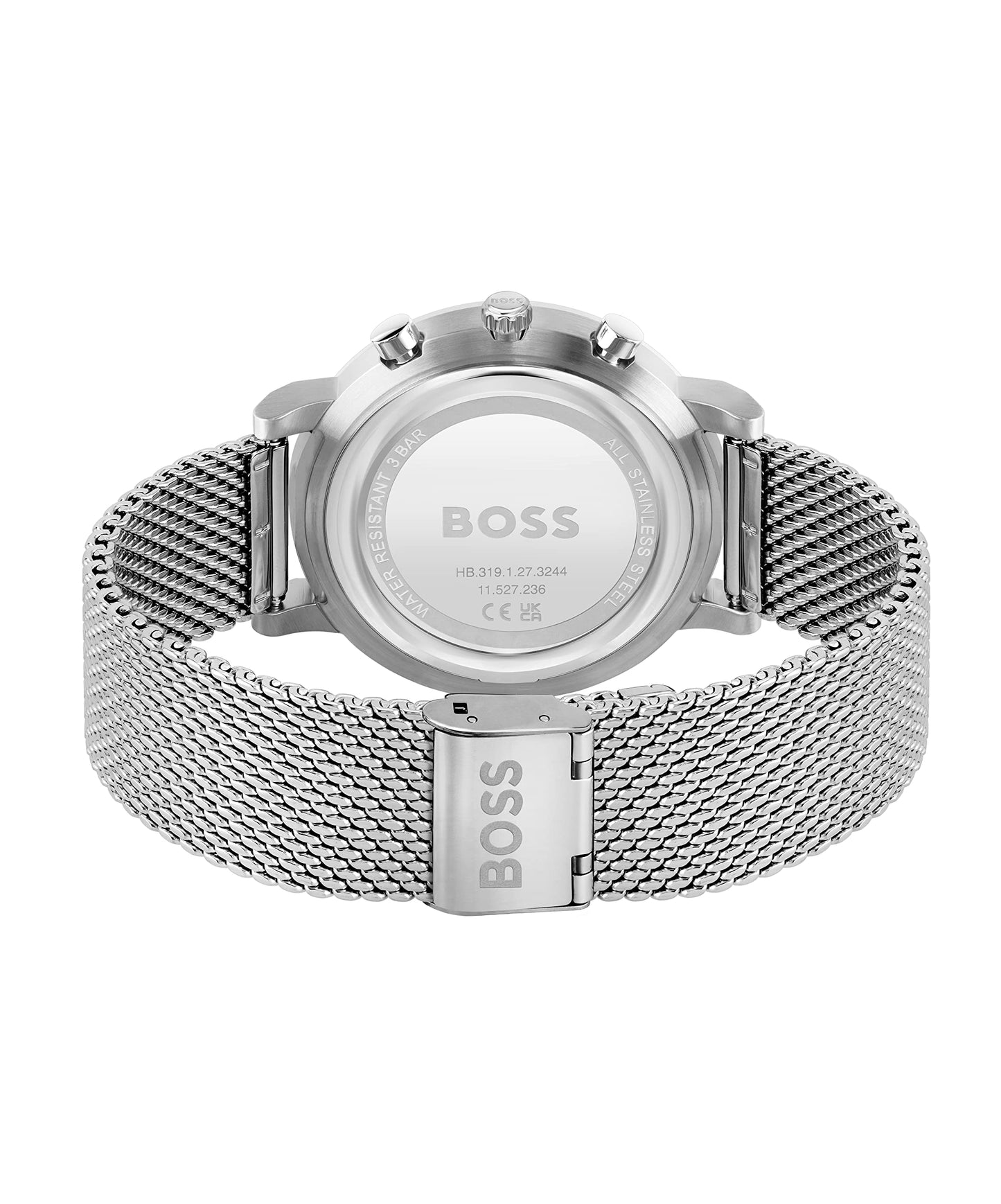 BOSS Integrity Qtz Fashion Chrono White Round Dial Men's Watch|Stainless Steel Material|Silver Color Band - 1513933