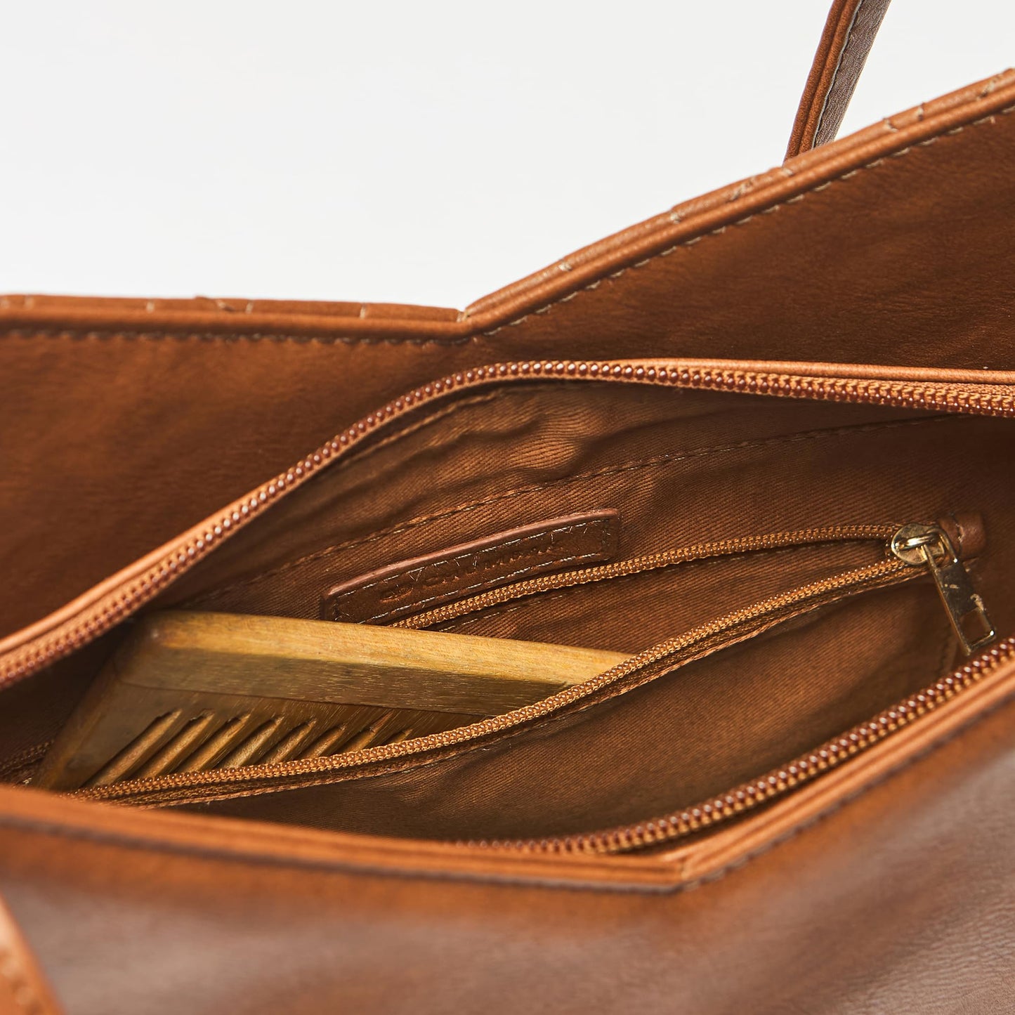 Chumbak Amalfi Tote Bag, 5.5L, Tan, PU Outer with Polyester Lining, Spacious Shoulder Bag with Kashmiri Motif, Kashmir Trails Collection