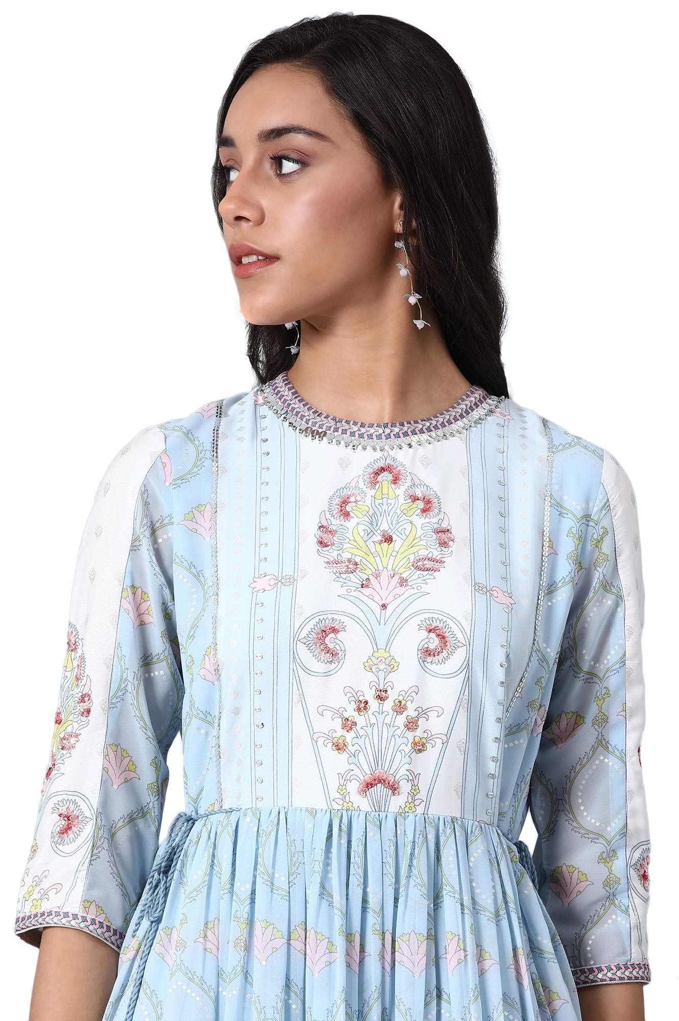 W for Woman Women's Chiffon a-line Maxi Dress (20FES10434-112575_Blue_18 (3XL))