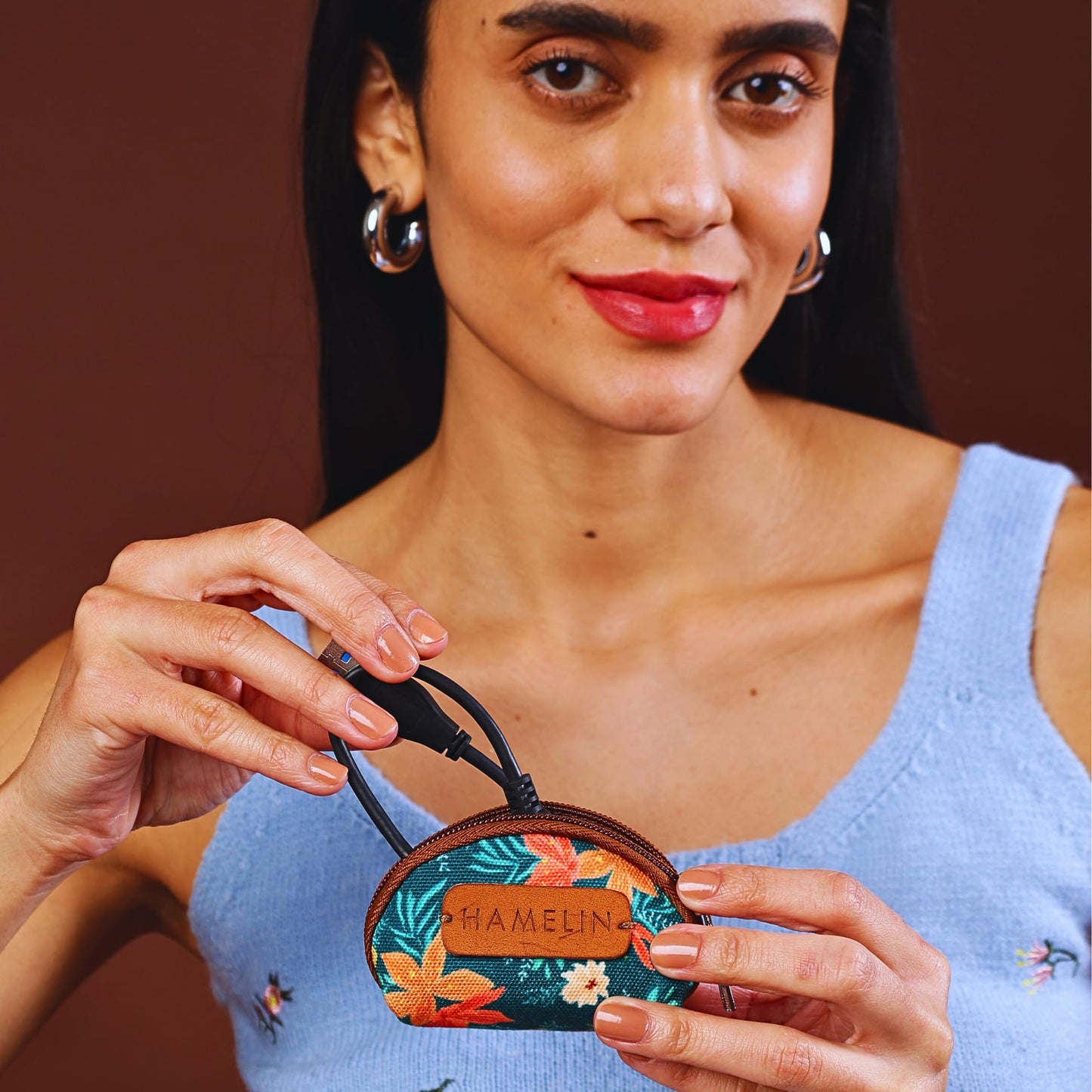 Hamelin Mini Travel Coin Pouch | Coin Purse | Small Pouch for Women | Earphone Pouch for Girls | Mini Pouches for Women | Coin Purse (Set of Two -Floral)| Ideal Gift for Woman