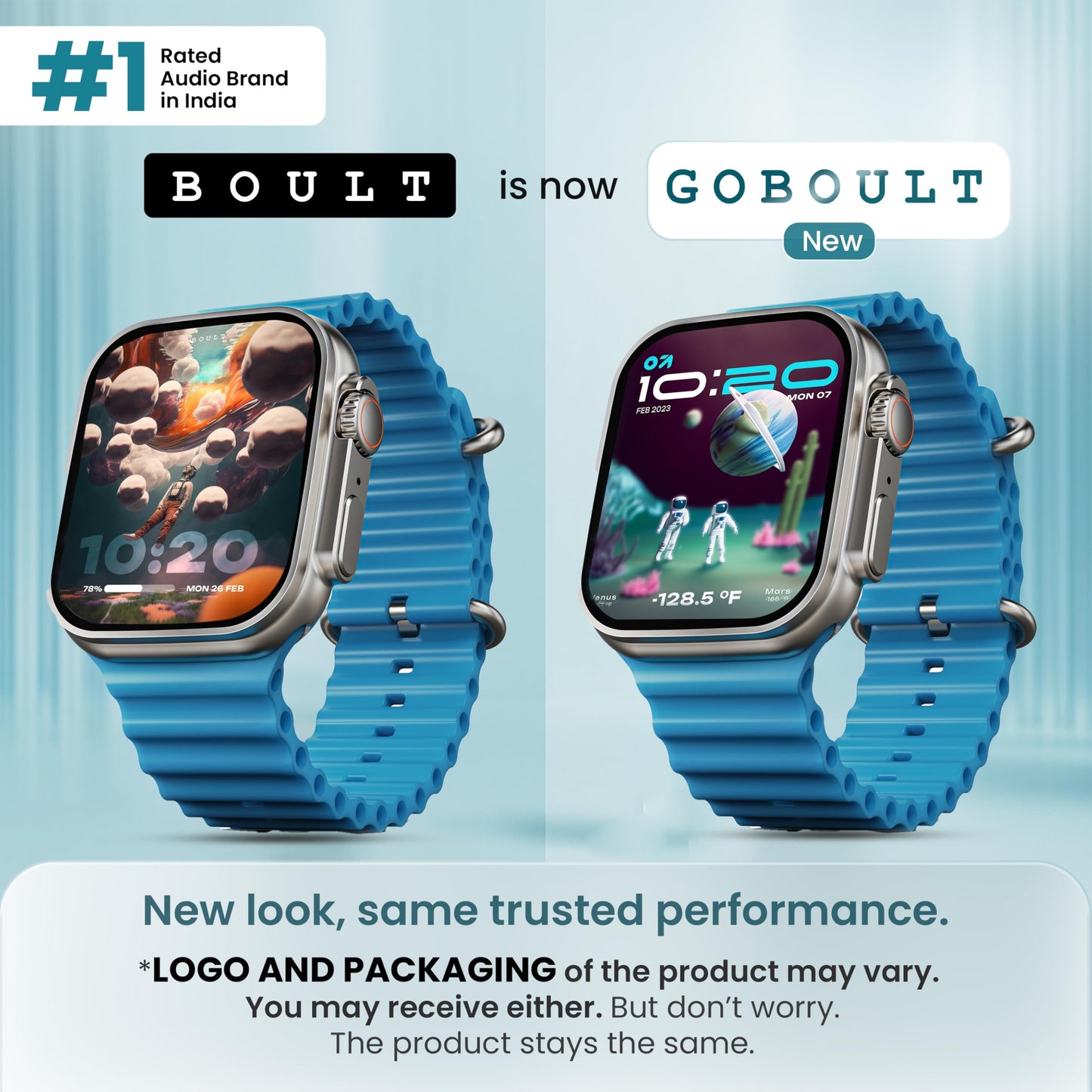 GOBOULT Newly Launched Crown Smart Watch 1.95'' Screen, BT Calling, Working Crown, Zinc Alloy Frame, 900 Nits Brightness, AI Voice Assistant, SpO2 Monitoring, 120+ Sports Mode (Denim Blue)
