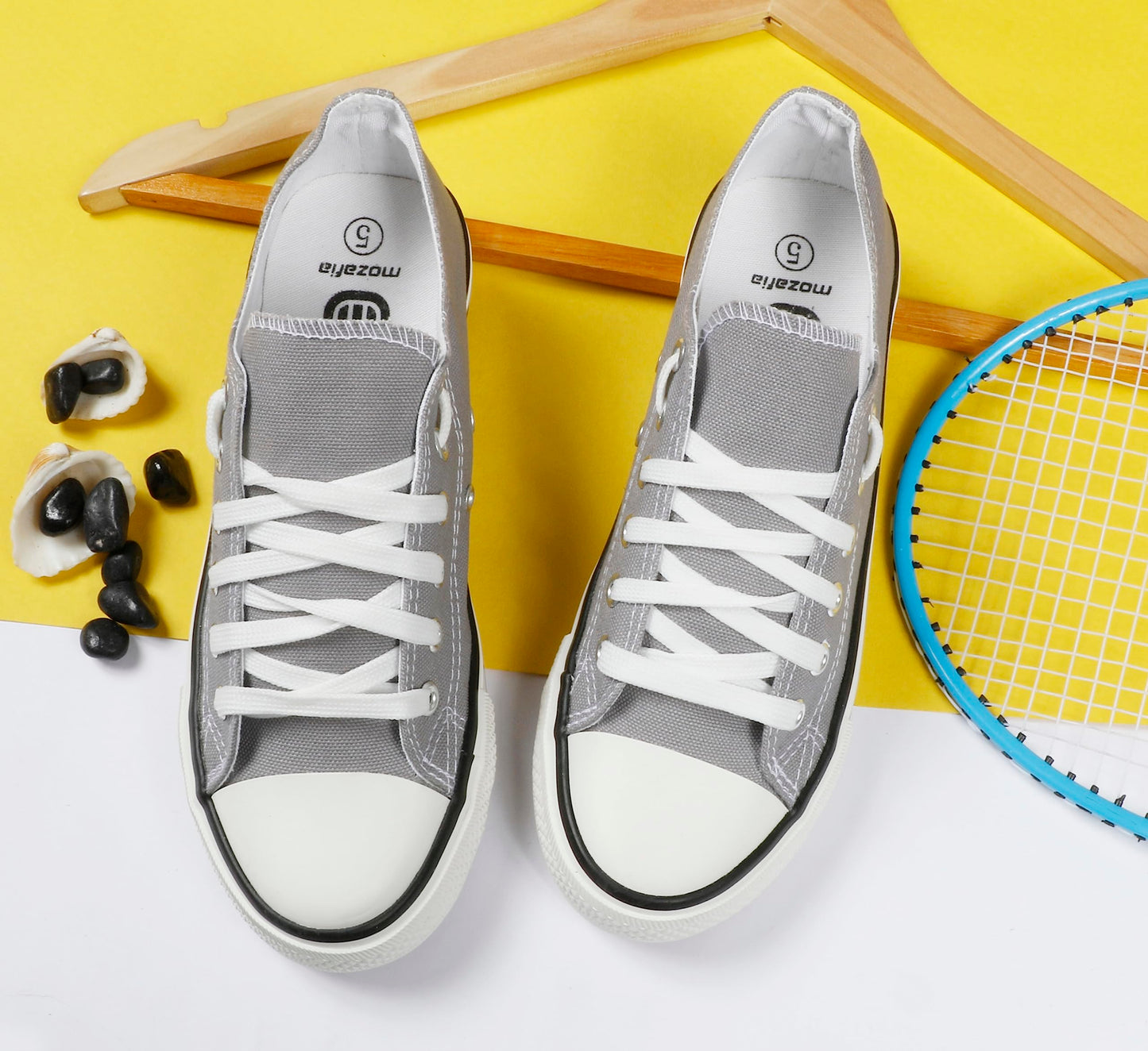 MOZAFIA Comfortable Fashion Lace-up Sneakers with Classic Low Tops Canvas Casual Shoes for Women (MZF-NW-All-Sport-Ladies-Grey-5)