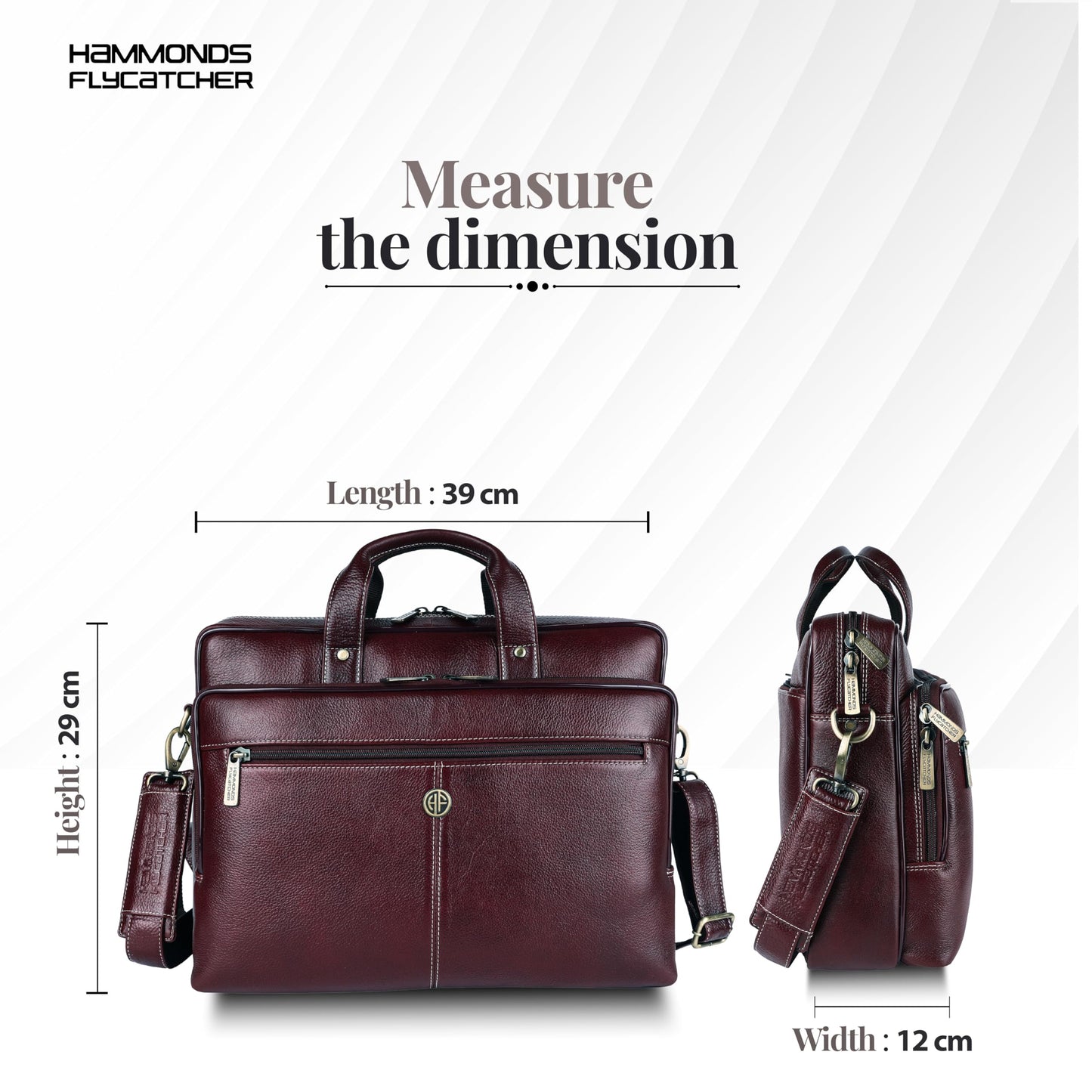 HAMMONDS FLYCATCHER Genuine Leather Office Bag for Men, Stylish 15.6 Inch Laptop Bag for Men, Multi Compartments, Adjustable Strap - 1 Year Warranty - Ideal for Office, Travel, Daily Use - Brown