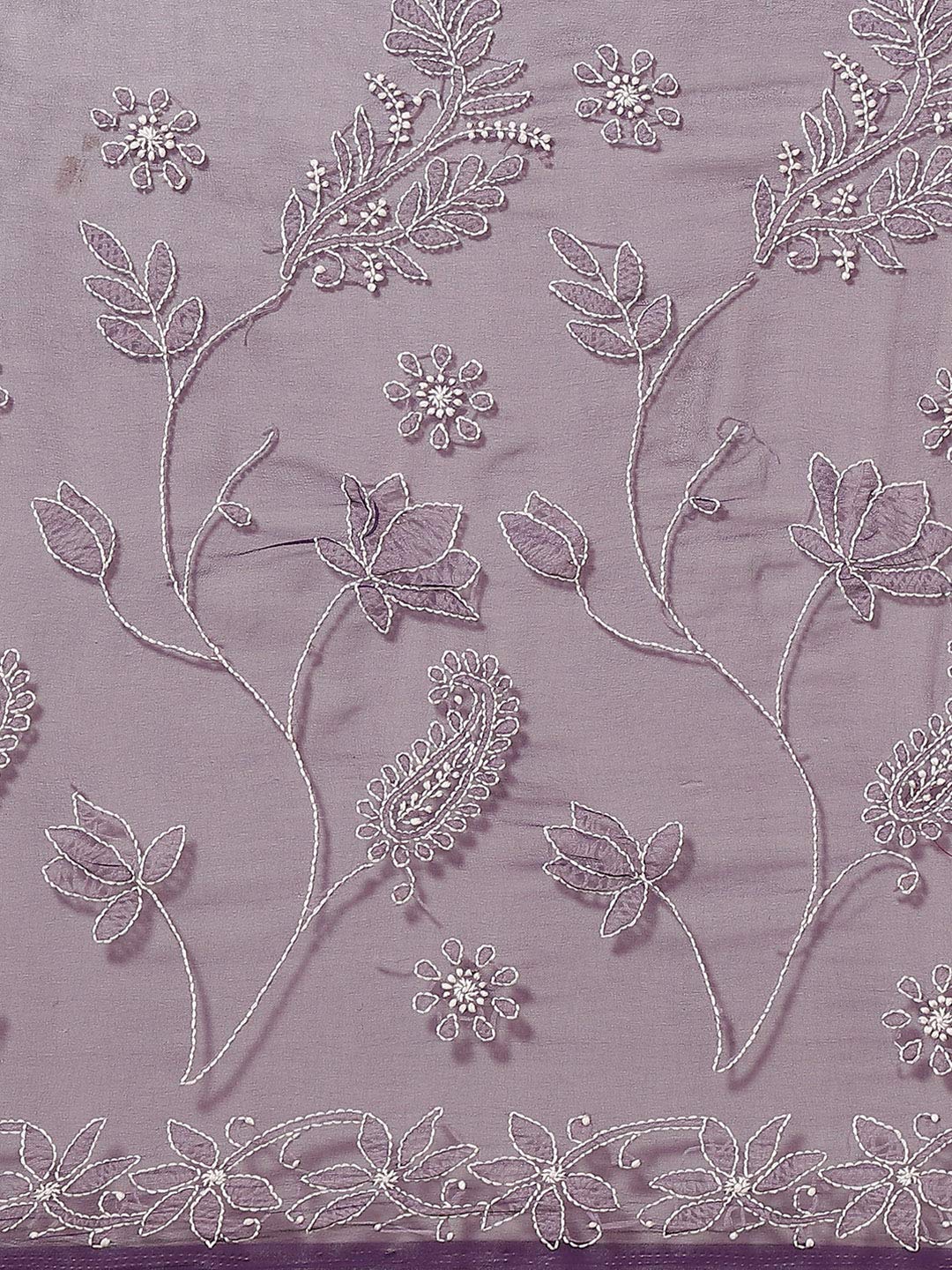 Ada Lucknow Chikankari Hand Embroidered Women's Georgette Saree with Unstitched Blouse Piece A130081 Purple