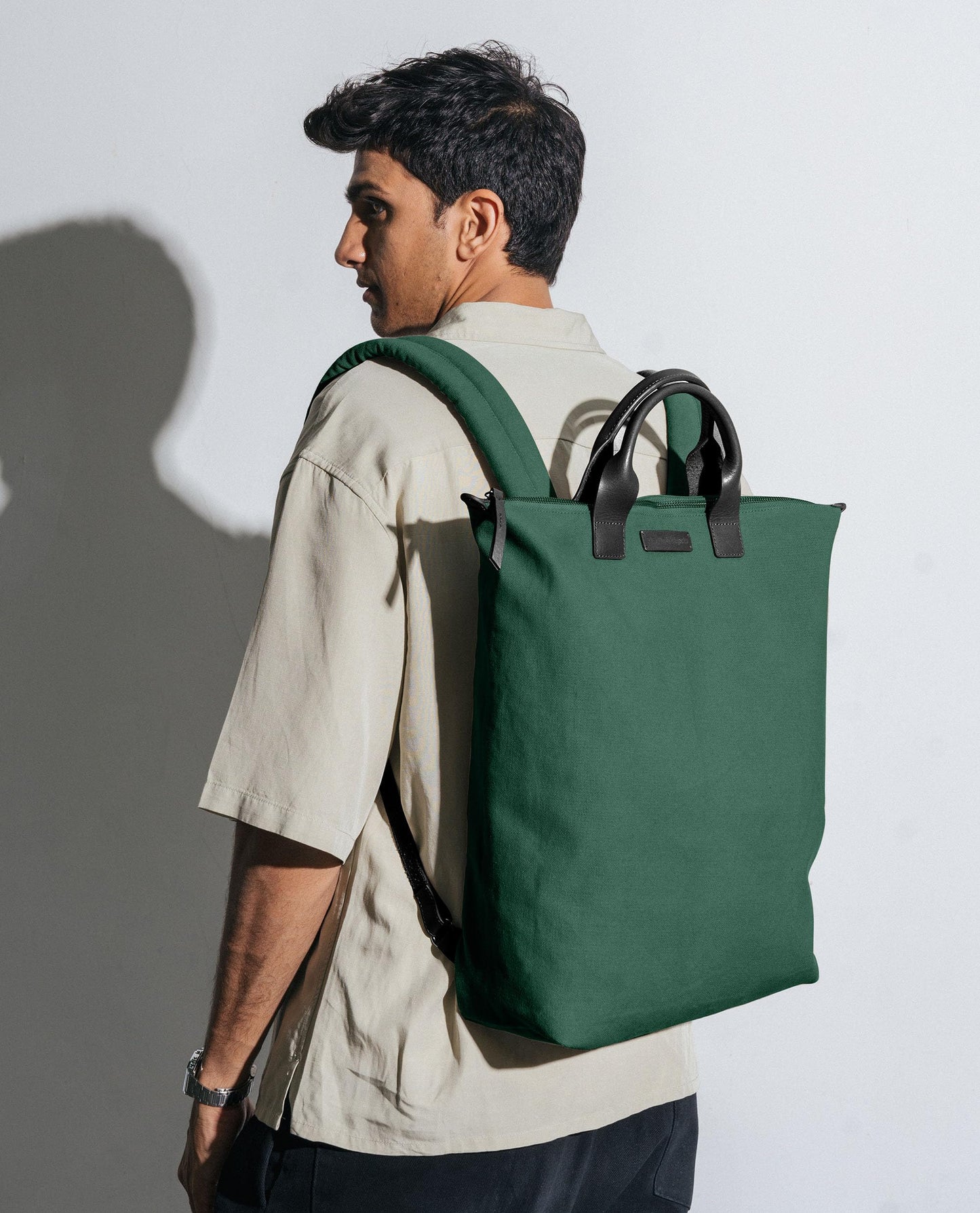 DailyObjects Stylish Cotton Canvas Pilot Backpack | Sturdy Leather Handles | Spacious Shoulder Travel/Office/College Bag For Boys, Girls | Lightweight | Multiple Pockets | Fits Laptops Up to 15"