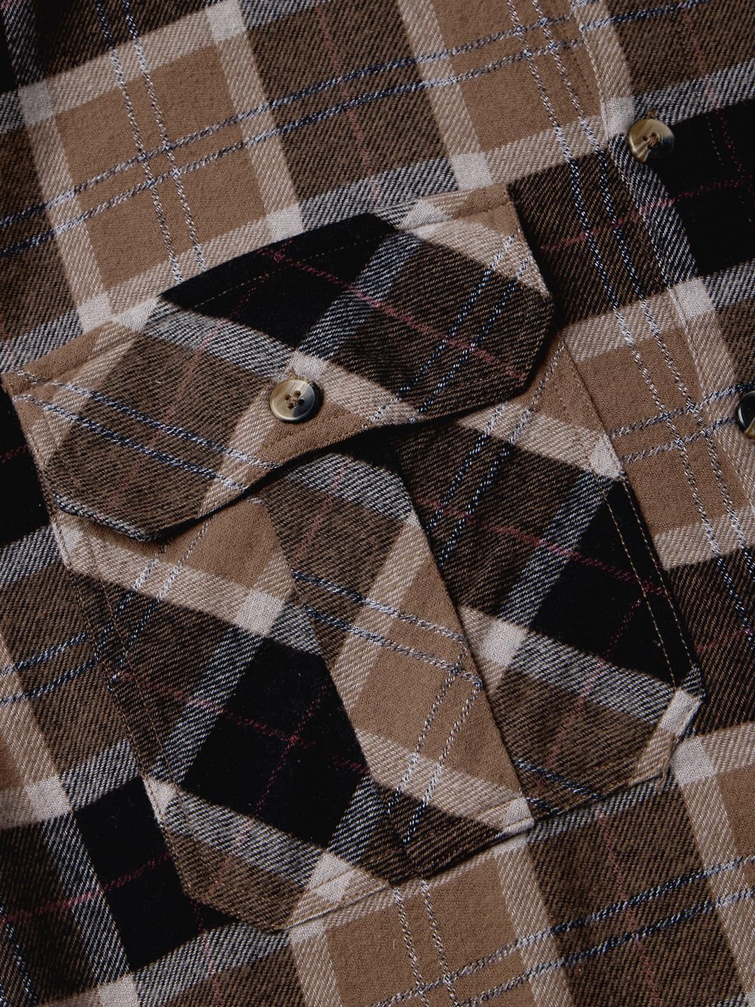 The Souled Store Russet Men and Boys Long Sleeves Collared Neck Button Front Plaid Cotton Oversized Flannel Shackets