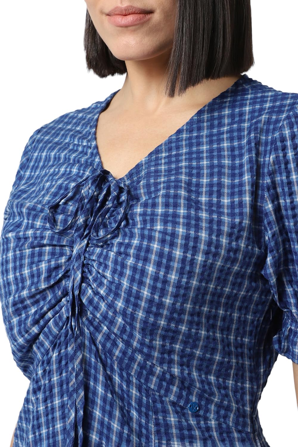 Van Heusen Women's Polycotton Modern Calf Length Dress (VWDRURGF517427_Blue