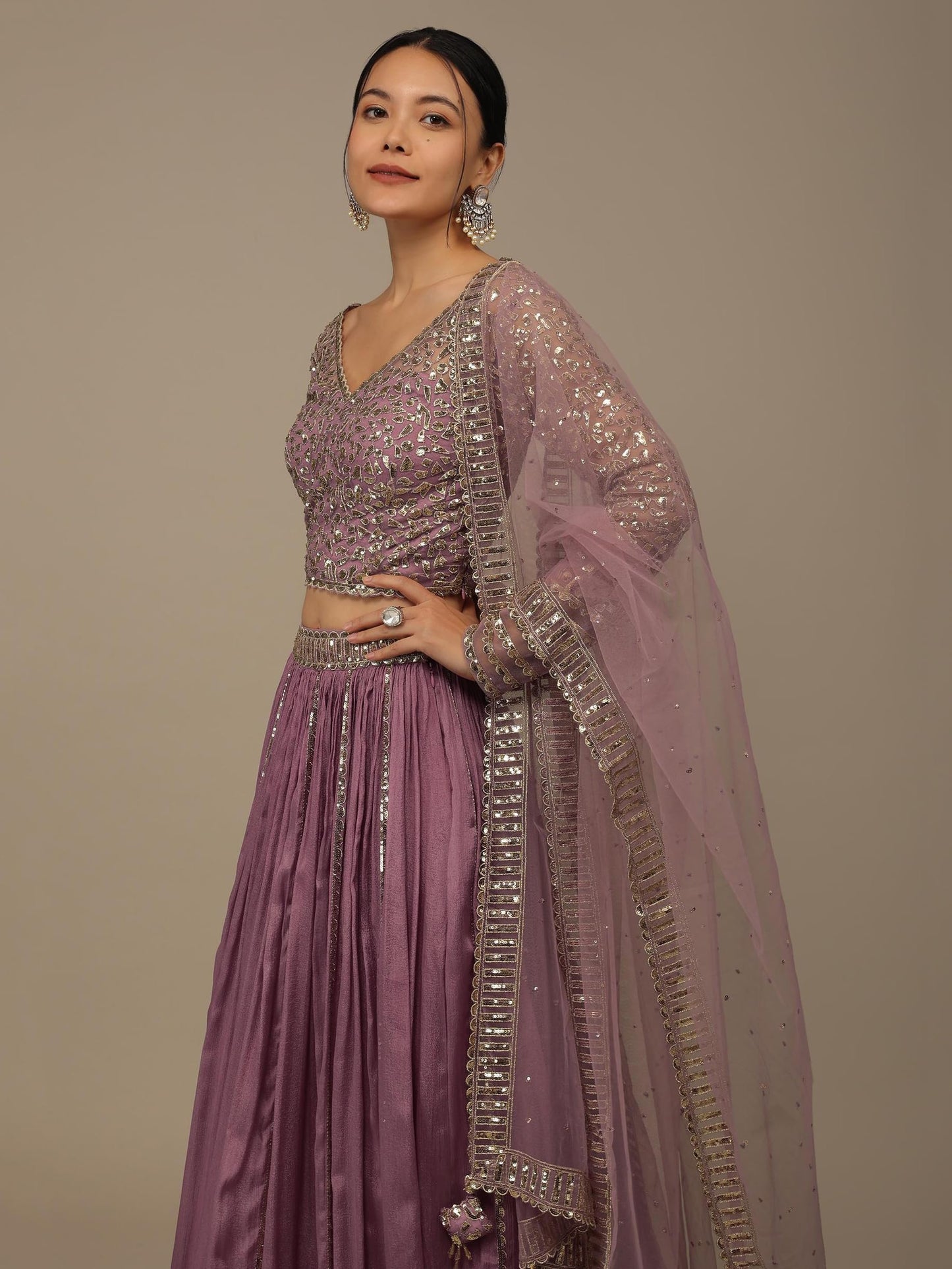 Zeel Clothing Women's Georgette Semi-stitched Sequins Zari Embroidered Lehenga Choli With Dupatta (7090-Pink--Lehenga-Choli-Latest; Free Size) (Pink)