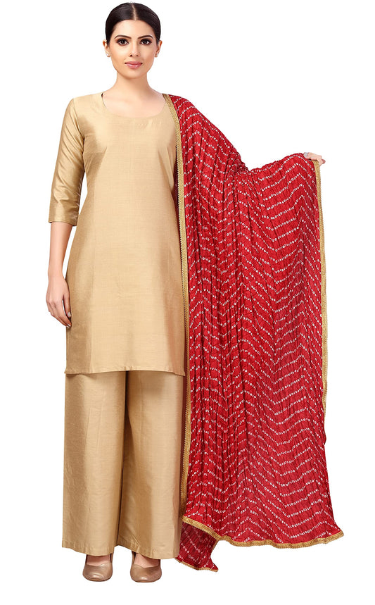 Studio Shringaar Women's Vegan Silk Bandhni Dupatta (42" X 2.5 Meters, Maroon)