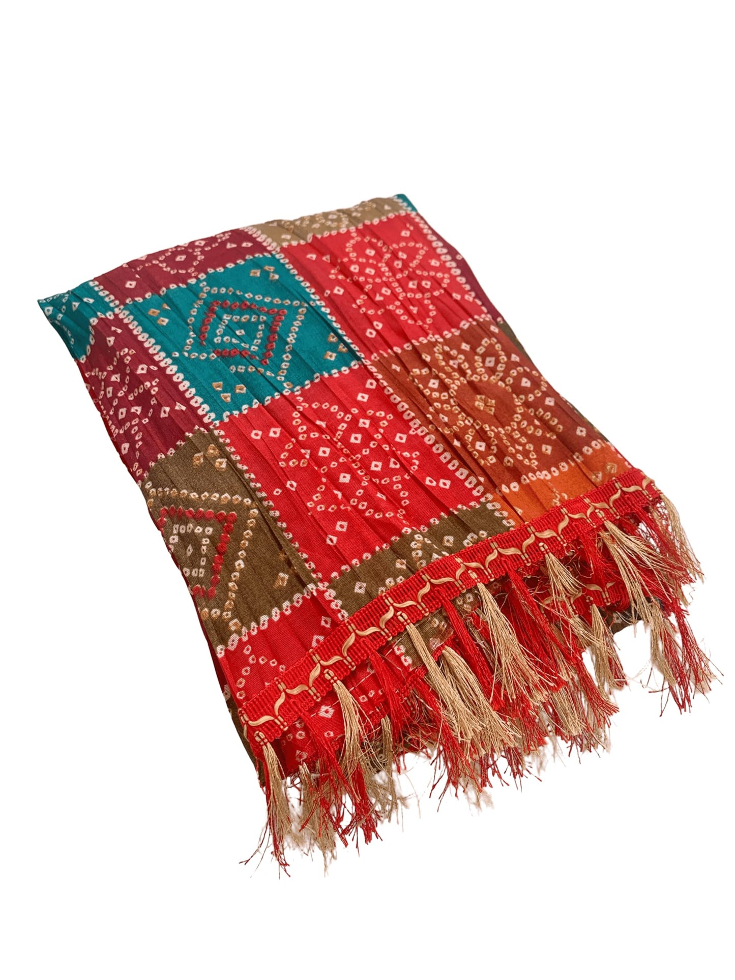 AKSHADEEP Bandhani And Patola Print Dupattas: Handmade Art Silk Dupattas For Women To Enhance Your Ensemble (Multicolor), Free Size
