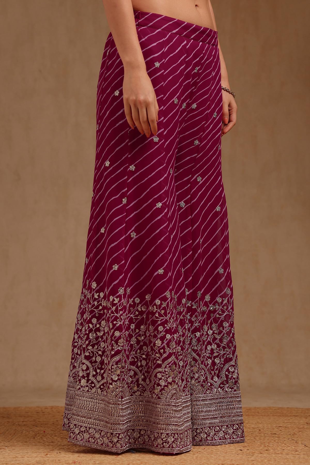 Soch Womens Fuchsia Georgette Sequin Embellished Salwar Suit