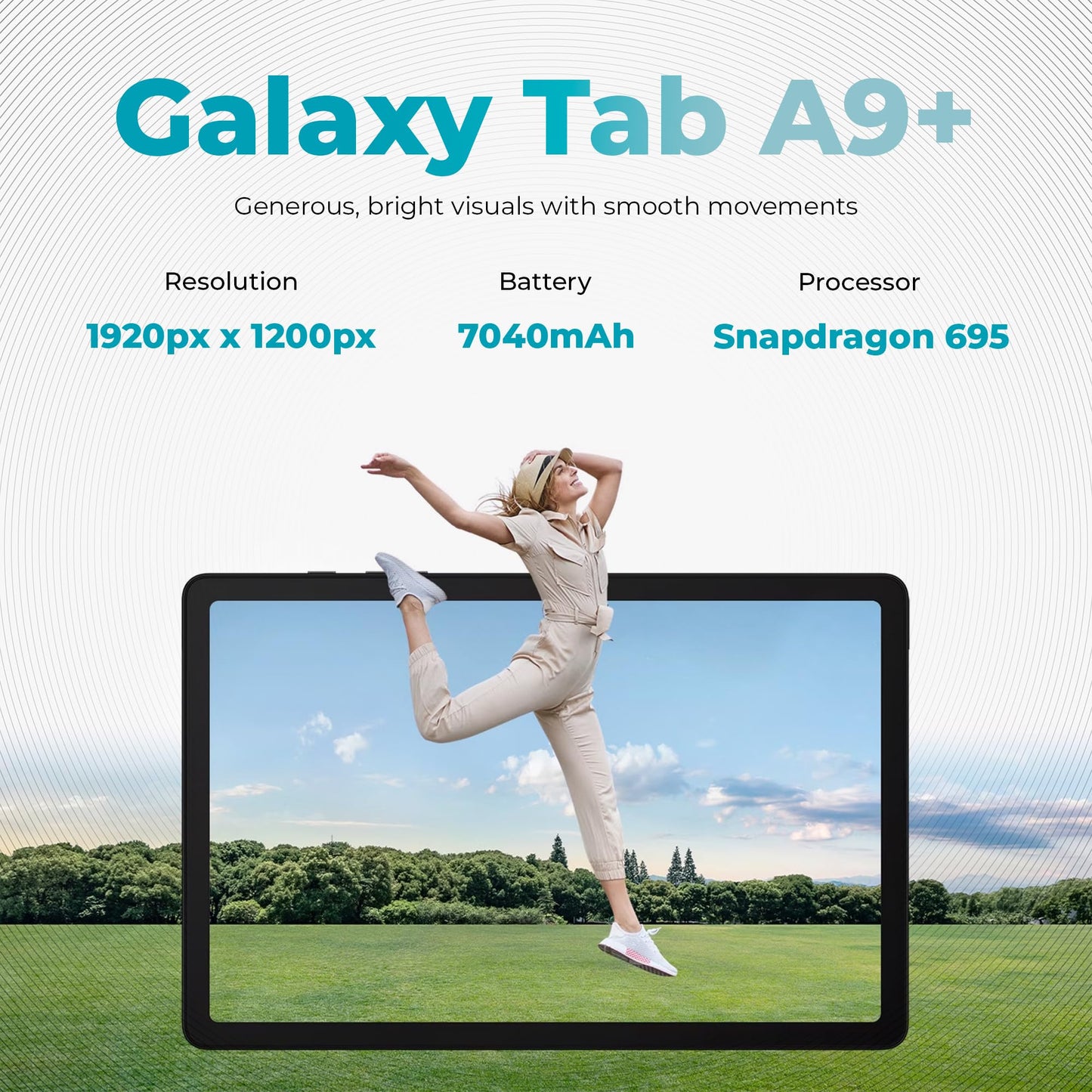 SAMSUNG 2024 Galaxy Tab A9+ 11 inch 64GB | Android 13 WiFi international touch screen | large screen, quad speakers, slim | tablet pack, hard case with stand