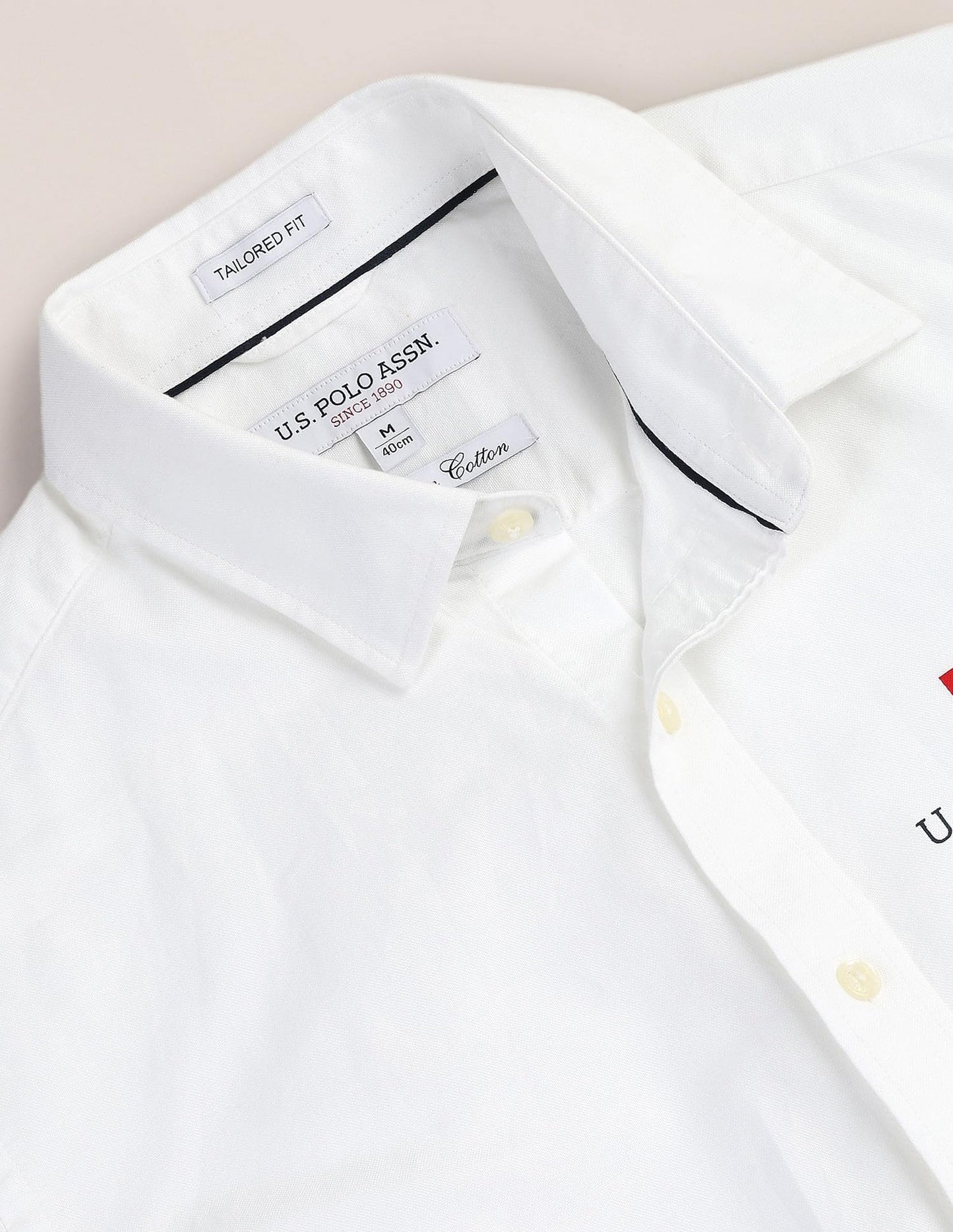 U.S. POLO ASSN. Men's Solid Regular Fit Shirt (USSHTFX0515_White