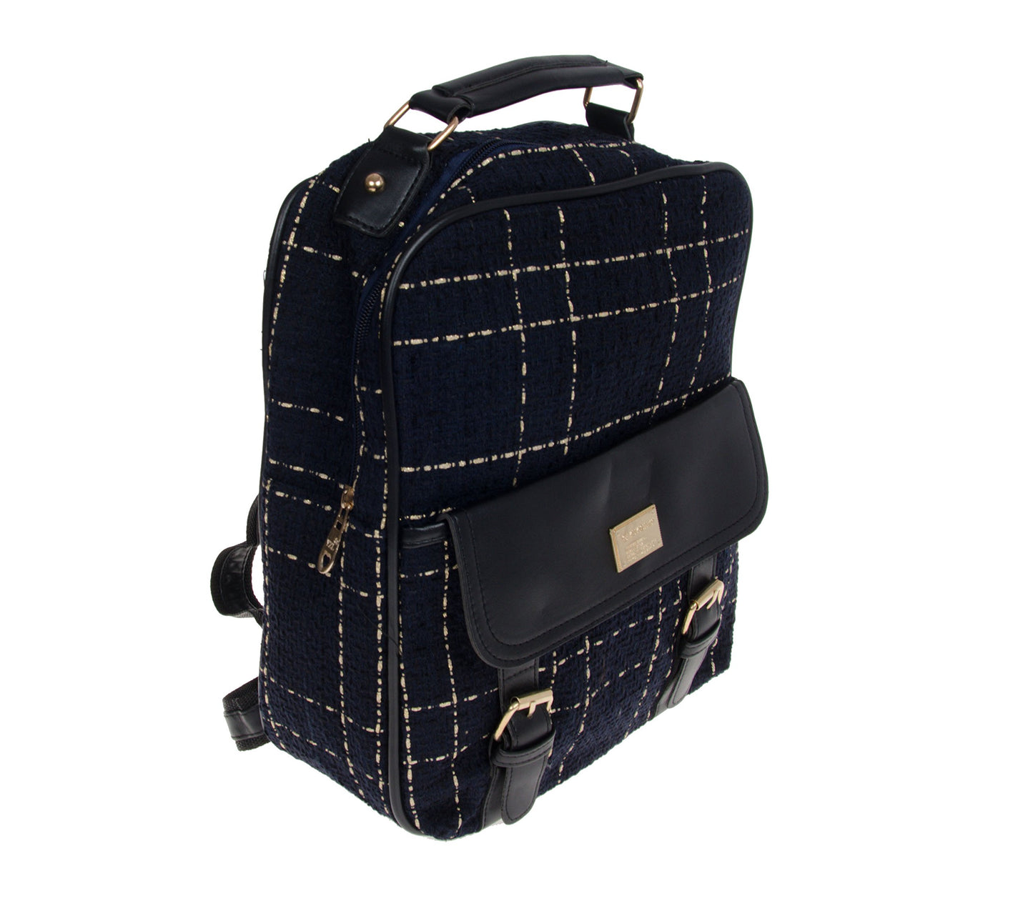 Artisan Crafted Leather Look Unisex Designer HandBag Backpack/Office Bag (Navy Blue) For Women/Girls/Boys/Men