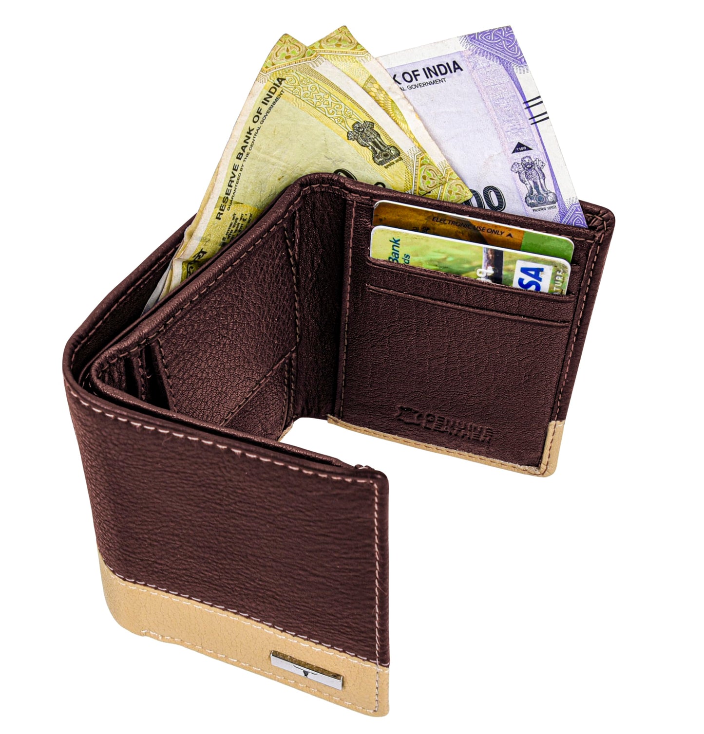 URBAN FOREST Travis Brown/Beige Leather Wallet for Men