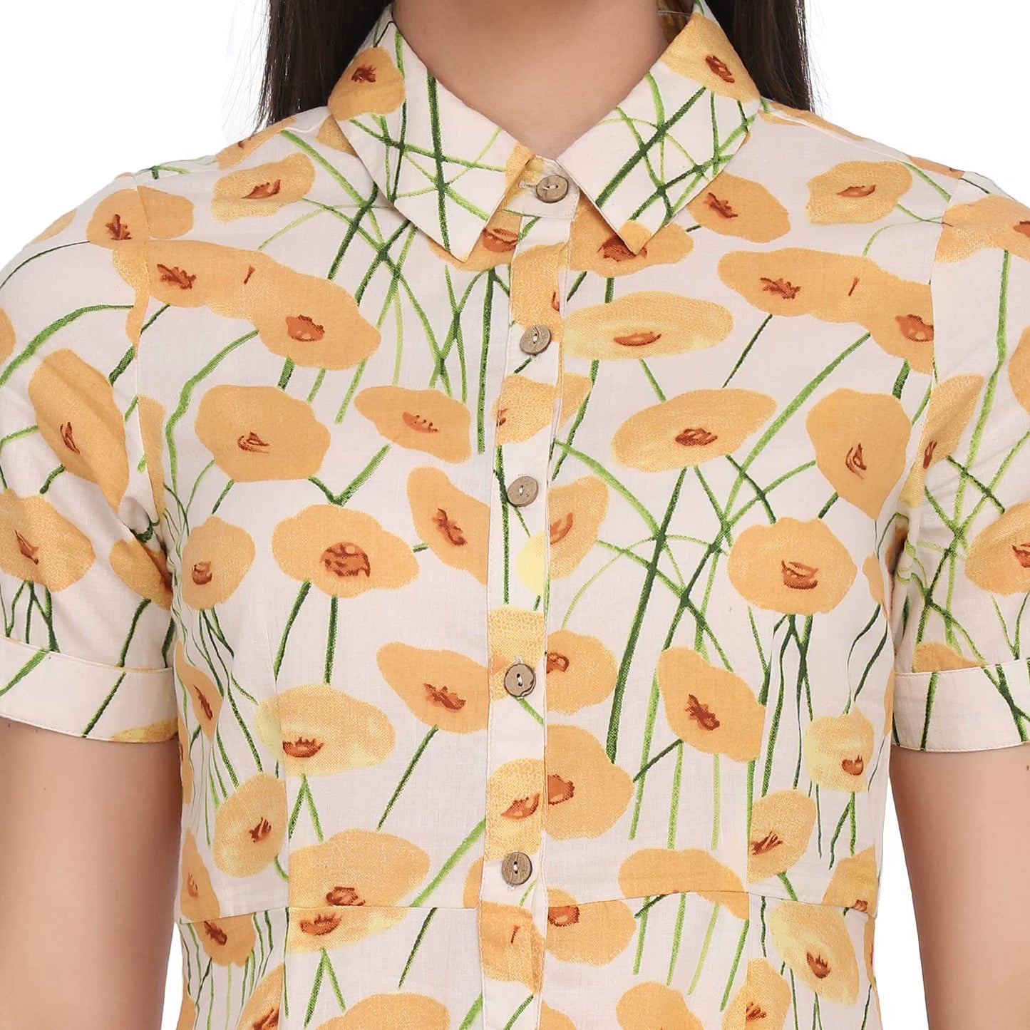 Rangavali Off White Cotton Frill Dress for Women | Western A-Line Frill Short Dress for Womens | Dresses for Ladies | L, 1 Pcs