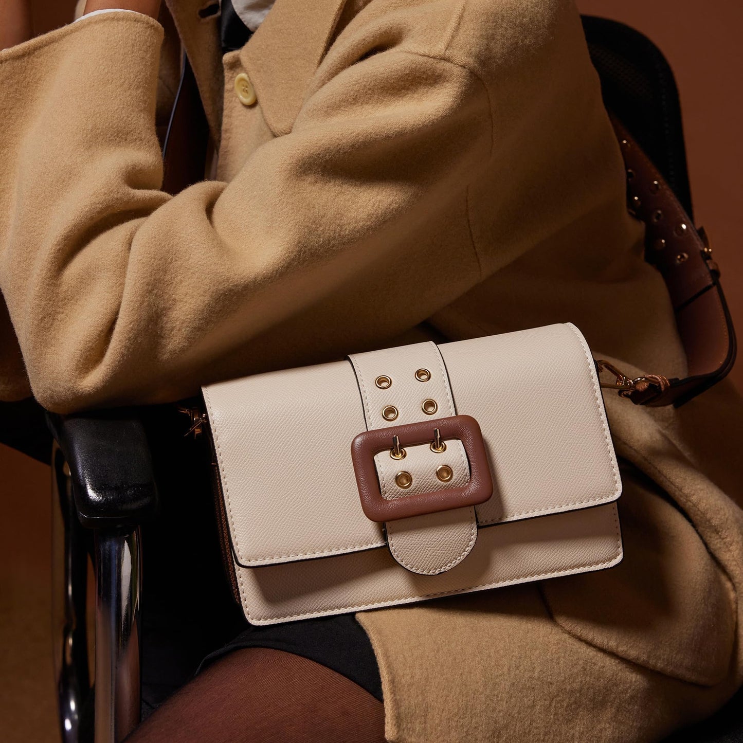 Miraggio Women Adrianne Sling Bag With Adjustable & Detachable Broad Strap |Casual Sling Bags Stylish | Structured Crossbody Bag, Beige