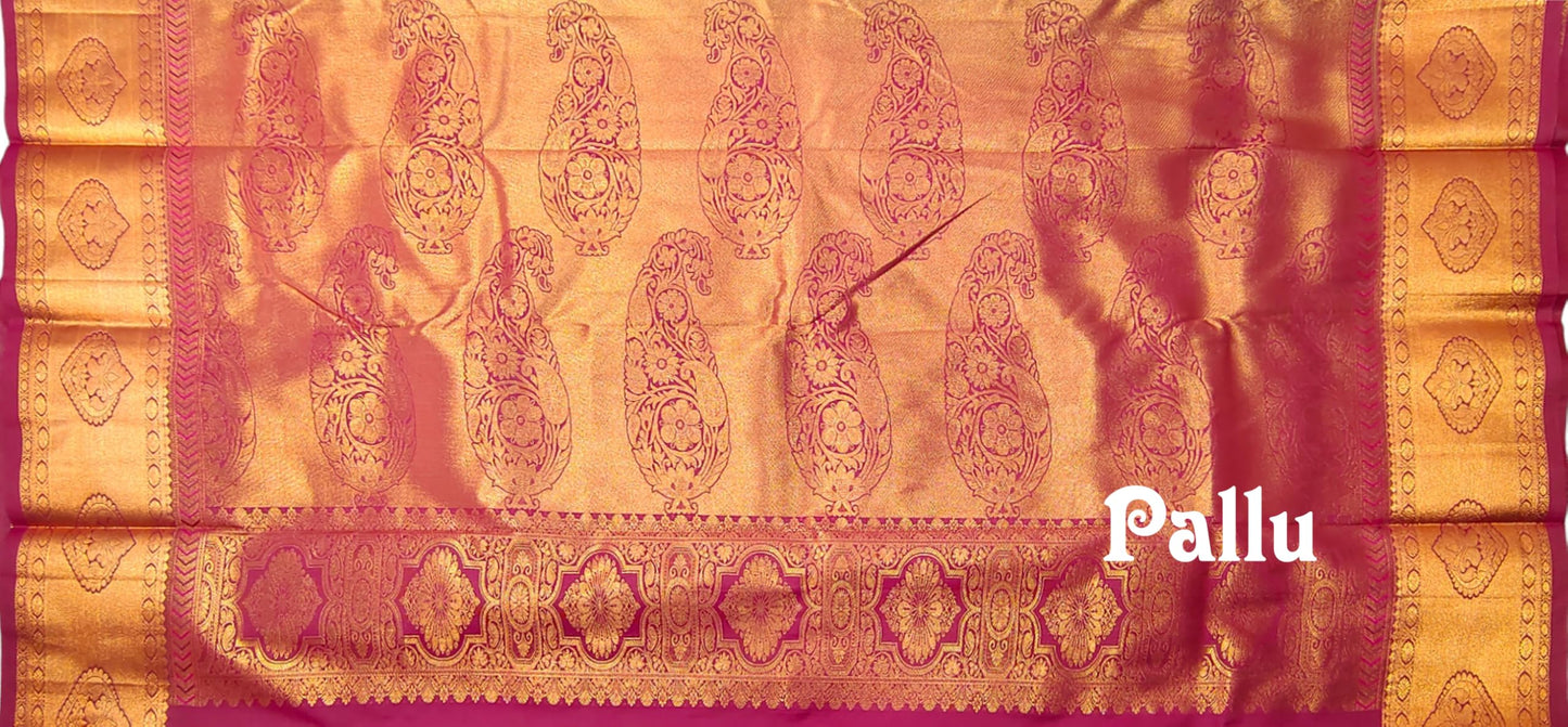 VFCollections Women's Kanchipuram Silk Pure Pattu Sarees With Blouse (Vfc326-5), Multi