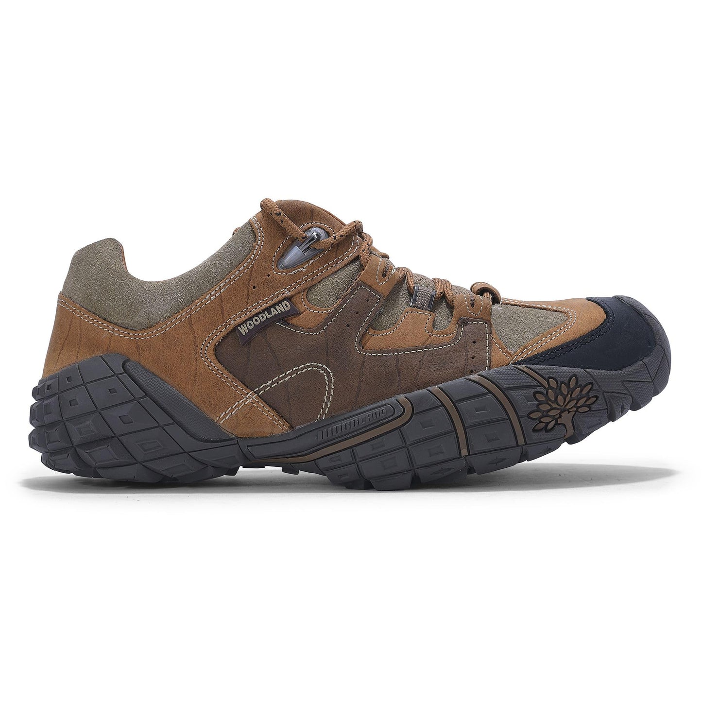 Woodland Men's Tobacco Leather Sneakers - 9 UK/India (43 EU)
