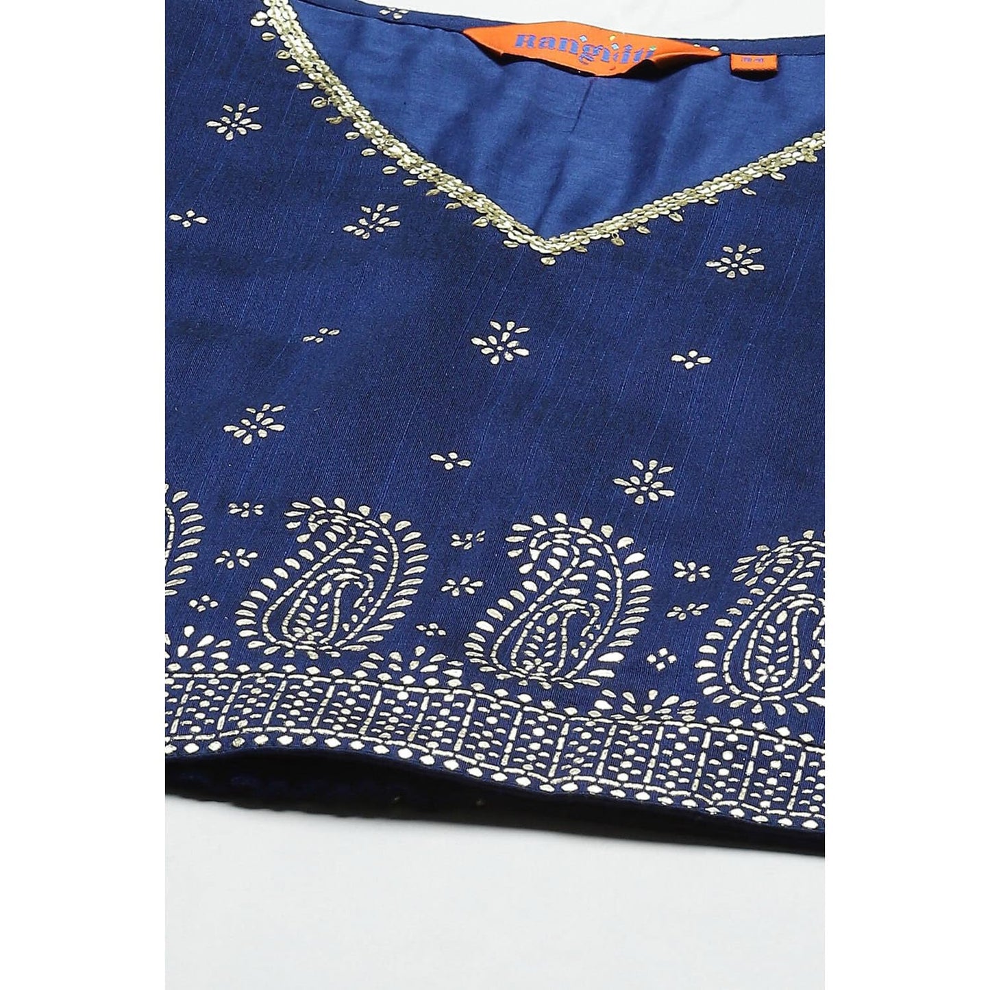 Rangriti Women Indigo Cotton Blend Woven Straight Lehenga Choli Set_42
