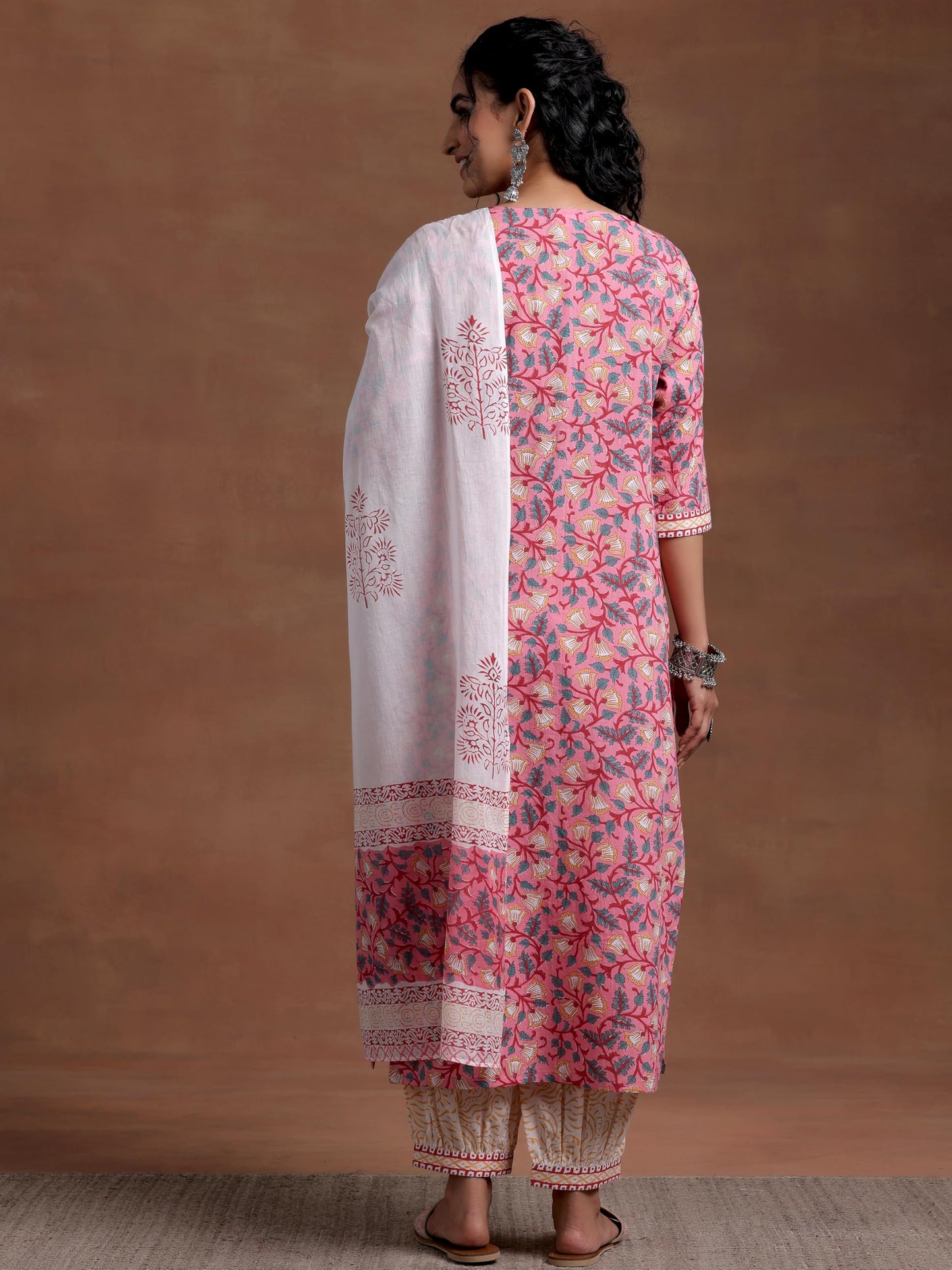 Libas Womens Printed Cotton Straight Kurta With Salwar and Dupatta