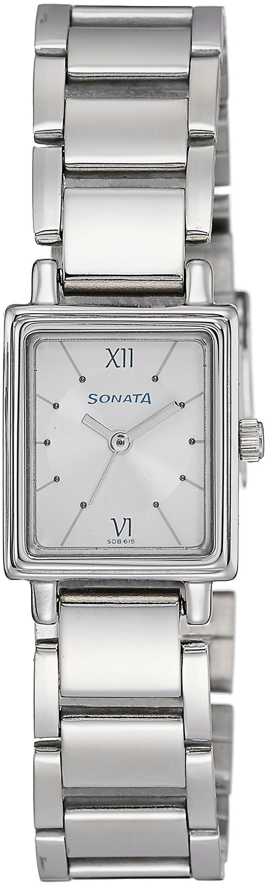 Sonata Quartz Analog Silver Dial Stainless Steel Strap Watch for Women-NS8080SM01