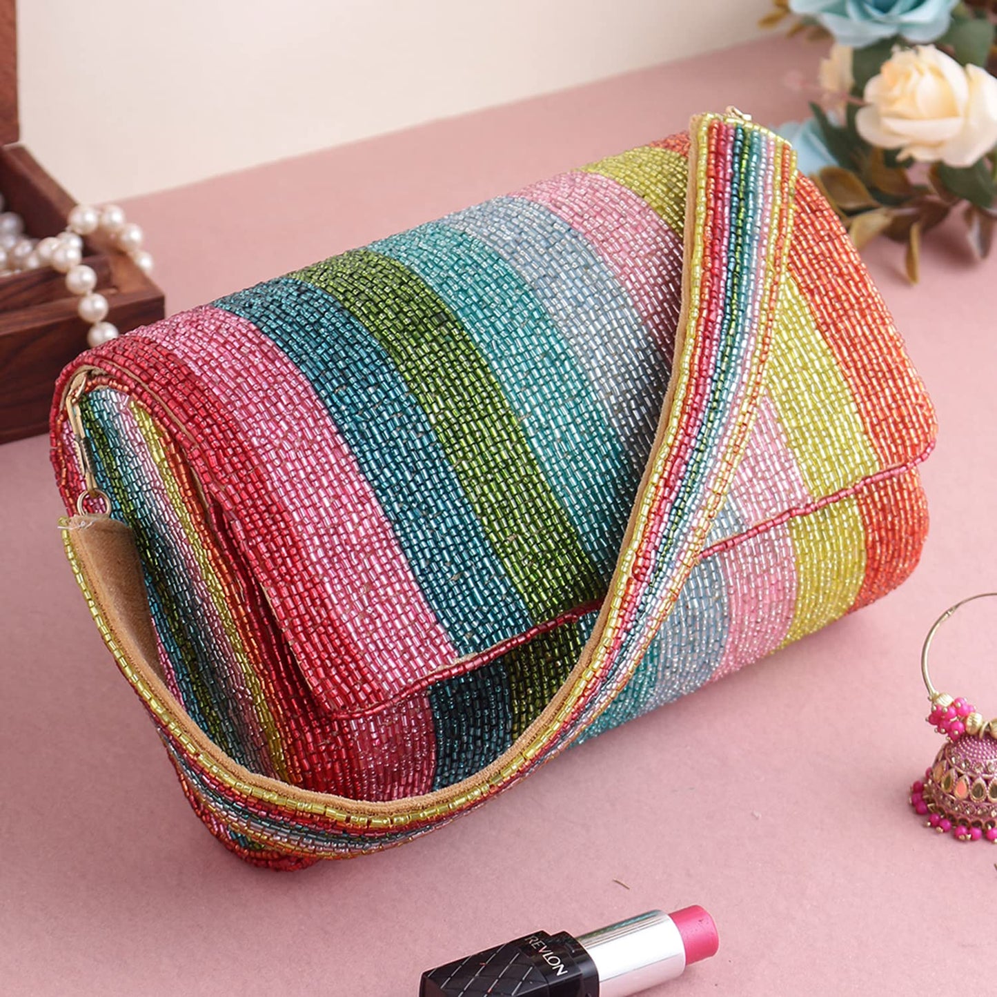 SWISNI Multicolor rainbow flap clutch bag II Women's Traditional Designer Clutch For Women & Girls II FLAP BAGS