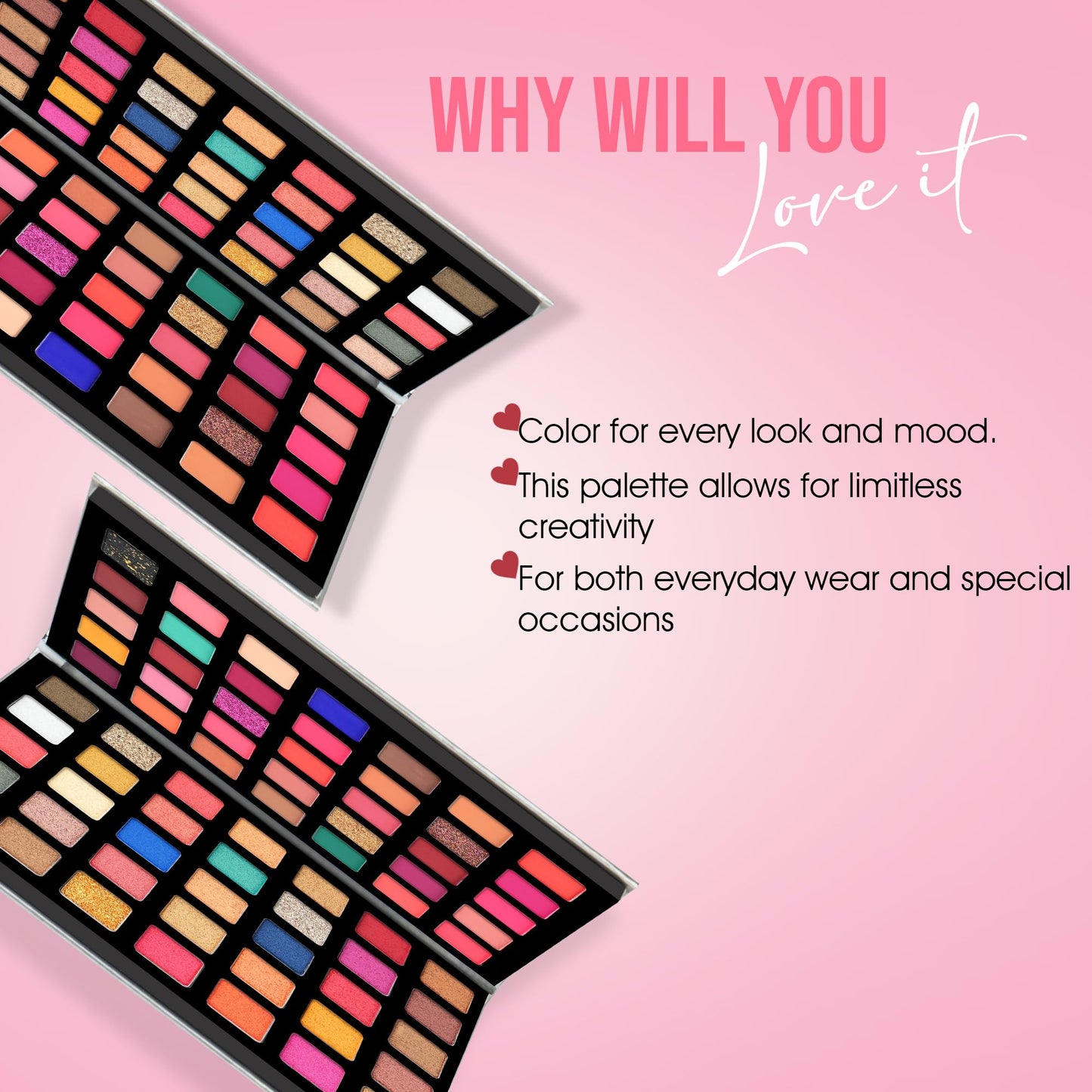 Colors Queen 70 Multi-Color Eyeshadow Palette | Highly Pigmented and Long Wearing Eye Shadow Palette with Matte, Shimmer & Glitter Shades | Easy to Blend, Minimal Fall Out for Eye Makeup (70 Color)