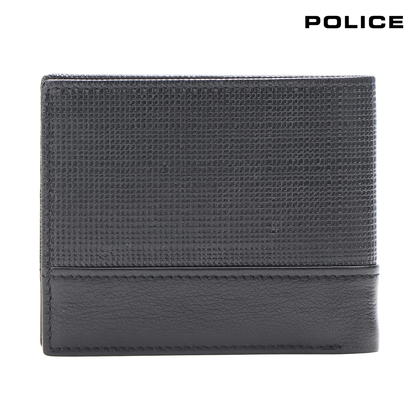 Police Xander Over Flap Coin Wallet Mens Wallet Genuine Leather Wallet for Men Bifold Purse with Card Holder 4 Credit Card Slots 1 Coin Pocket - Black Stripes