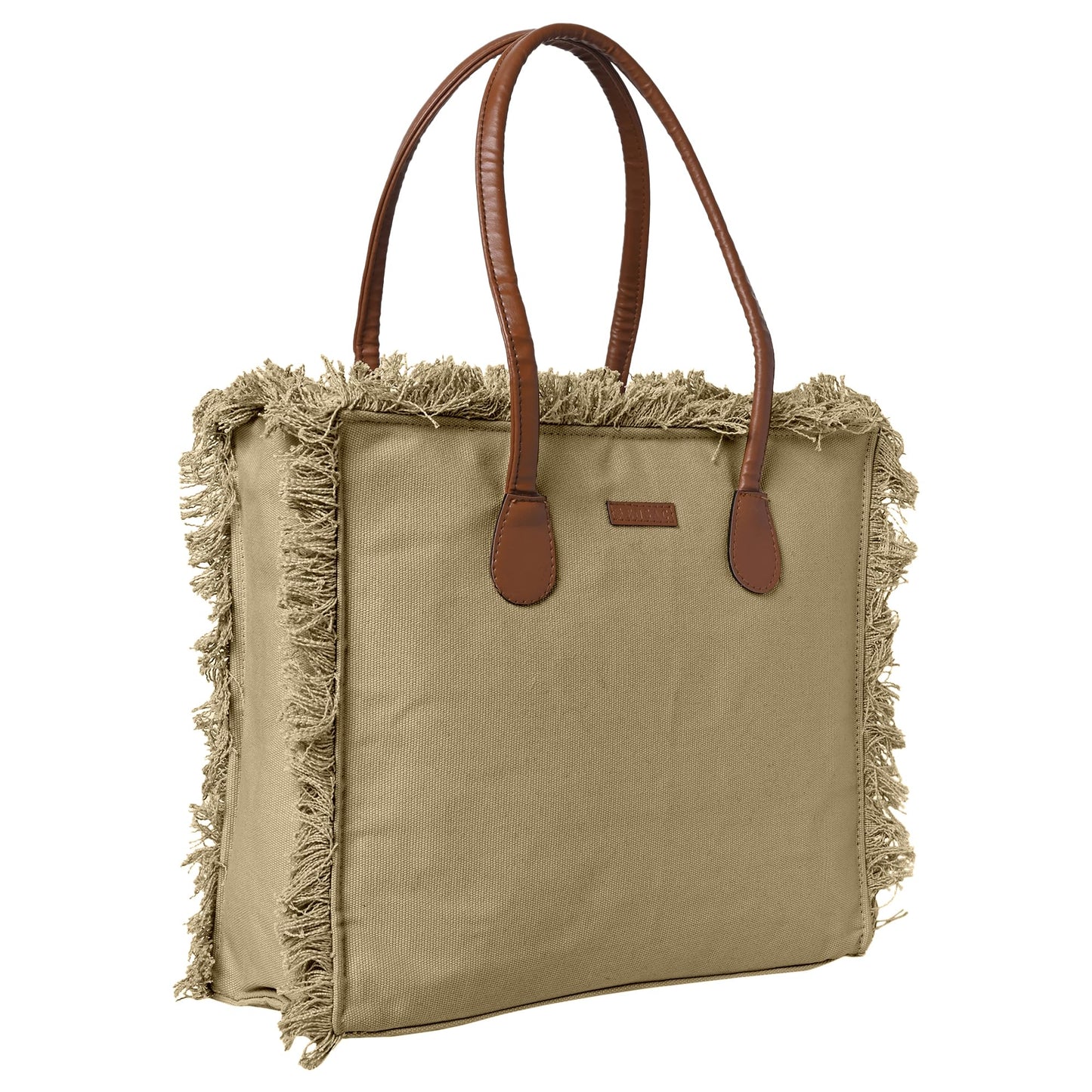 ENSAC Premium Cotton Tote Bag for Women, Stylish Handbag for women with Zip Closure | Fit for Office Bag, College, Travel Use | Handcrafted in India (Cutwork-tote-big) (Mehndi-Green)