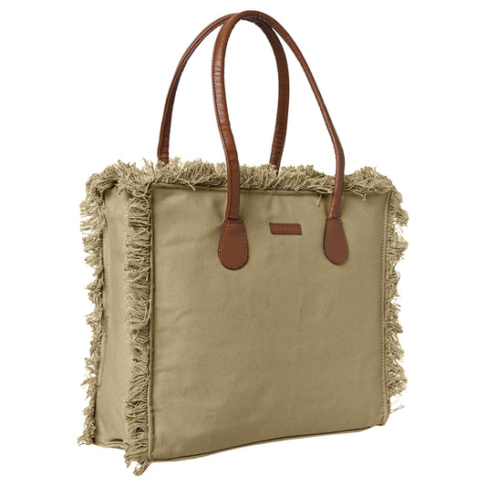 ENSAC Premium Cotton Tote Bag for Women, Stylish Handbag for women with Zip Closure | Fit for Office Bag, College, Travel Use | Handcrafted in India (Cutwork-tote-big) (Mehndi-Green)