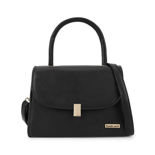 Fastrack Solid PU Structured Handheld Bag For Women, Girls and Ladies | with Detachable Sling Strap and Button Closure | Ladies Purse Handbag | Trendy Handbags for Women
