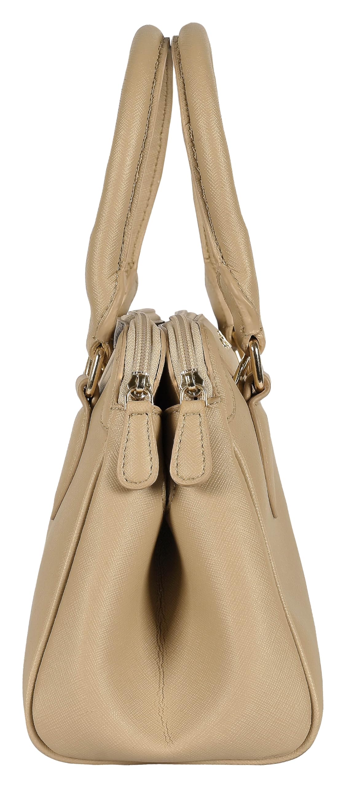 eske Benito Vegan Leather Handbag, Dual Compartment, Magnetic Snap Closure, Textured Saffiano Finish (Stone)