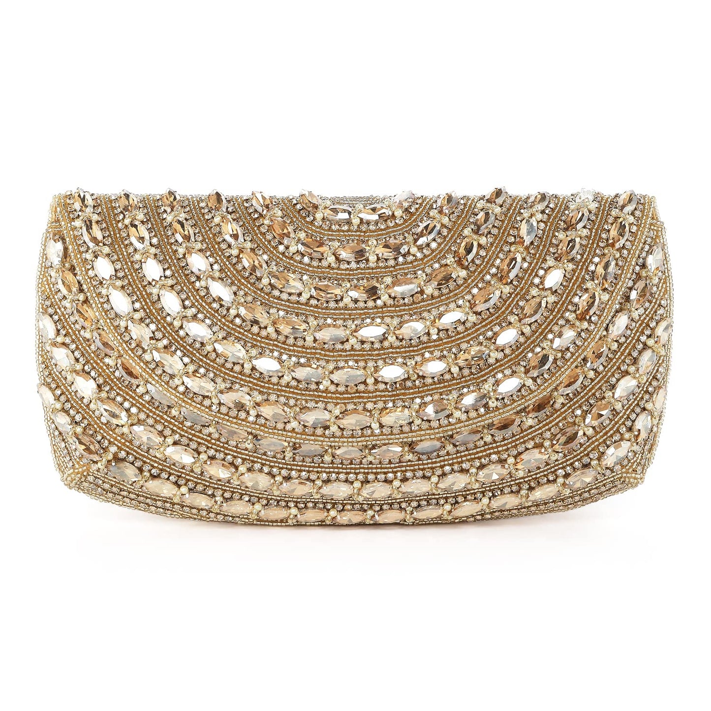 Peora Gold Clutch Purses for Women Wedding Handmade Evening Handbags Party Bridal Clutch (C95G)